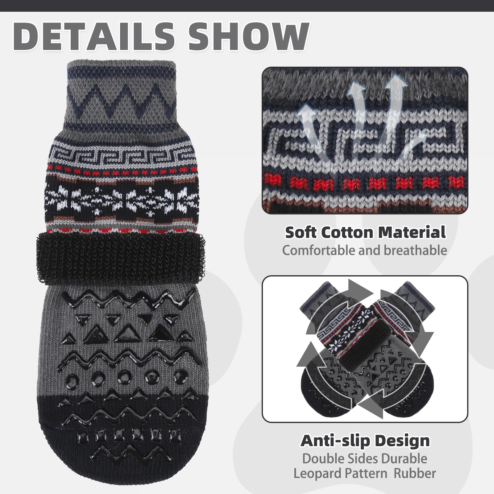 Kooltail Dog Socks For Hot/Cold Pavement To Prevent Licking Paws Scratching,Anti Slip Pet Boots&Paw Protector For Hardwood Floor