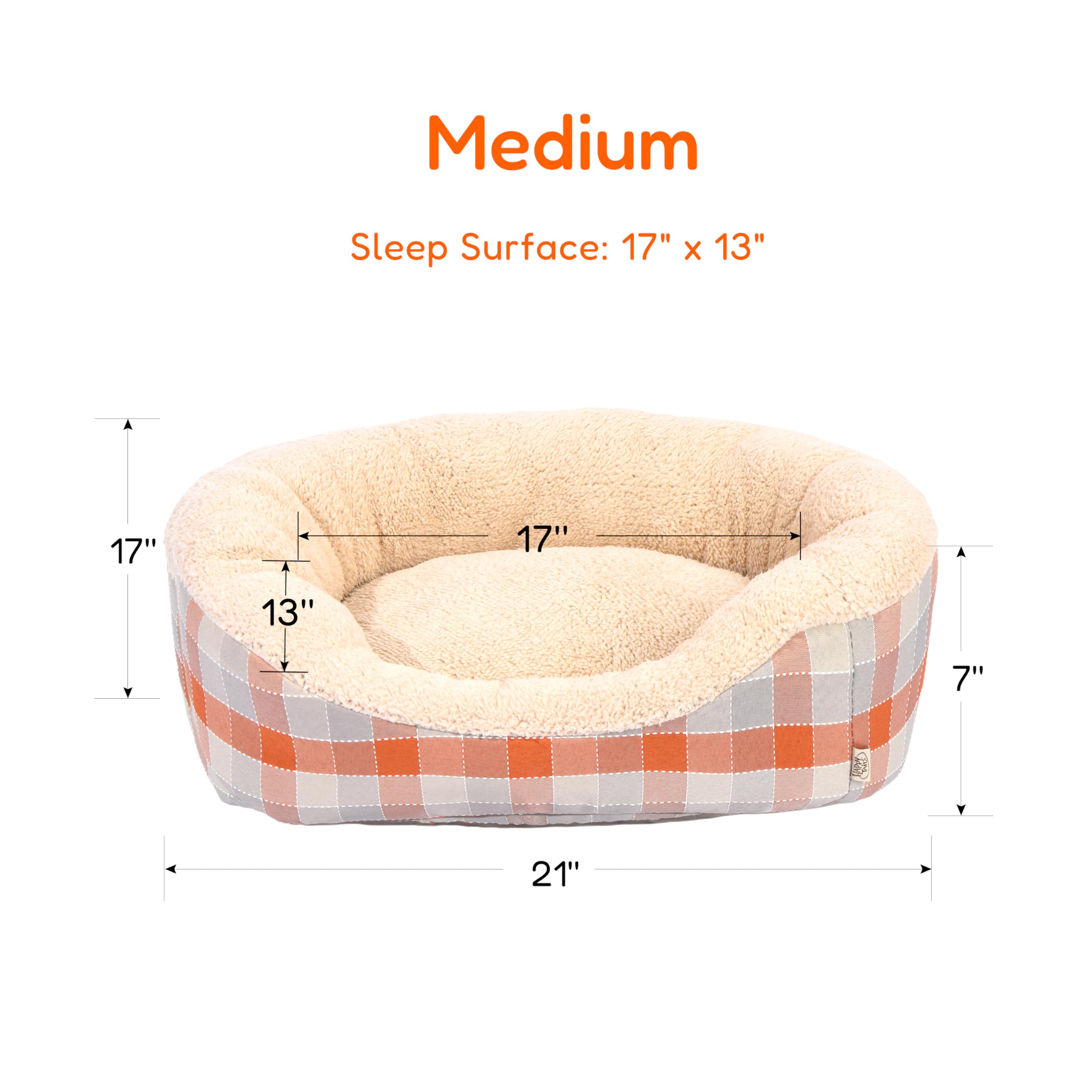 Fluffydream Cute Calming Cuddler Dog Bed, Dog Sofa Bed, Up To 25 Lbs, 21'' X 17'', Orange And White
