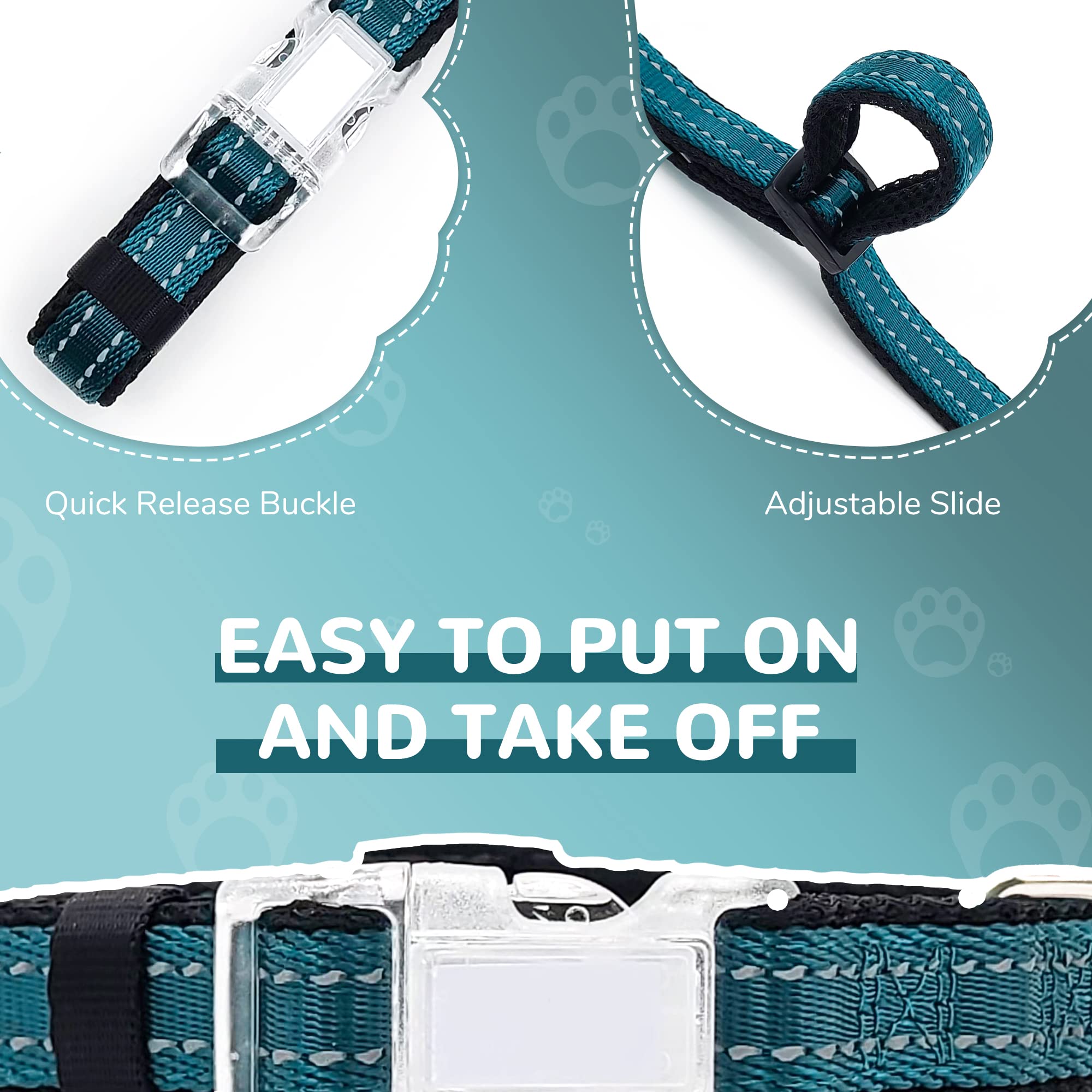 Reflective Dog Harness, Collar & Leash Set - No Pull Harness With Quick Release Buckle For Small Dogs - Double D - Ring Step - I