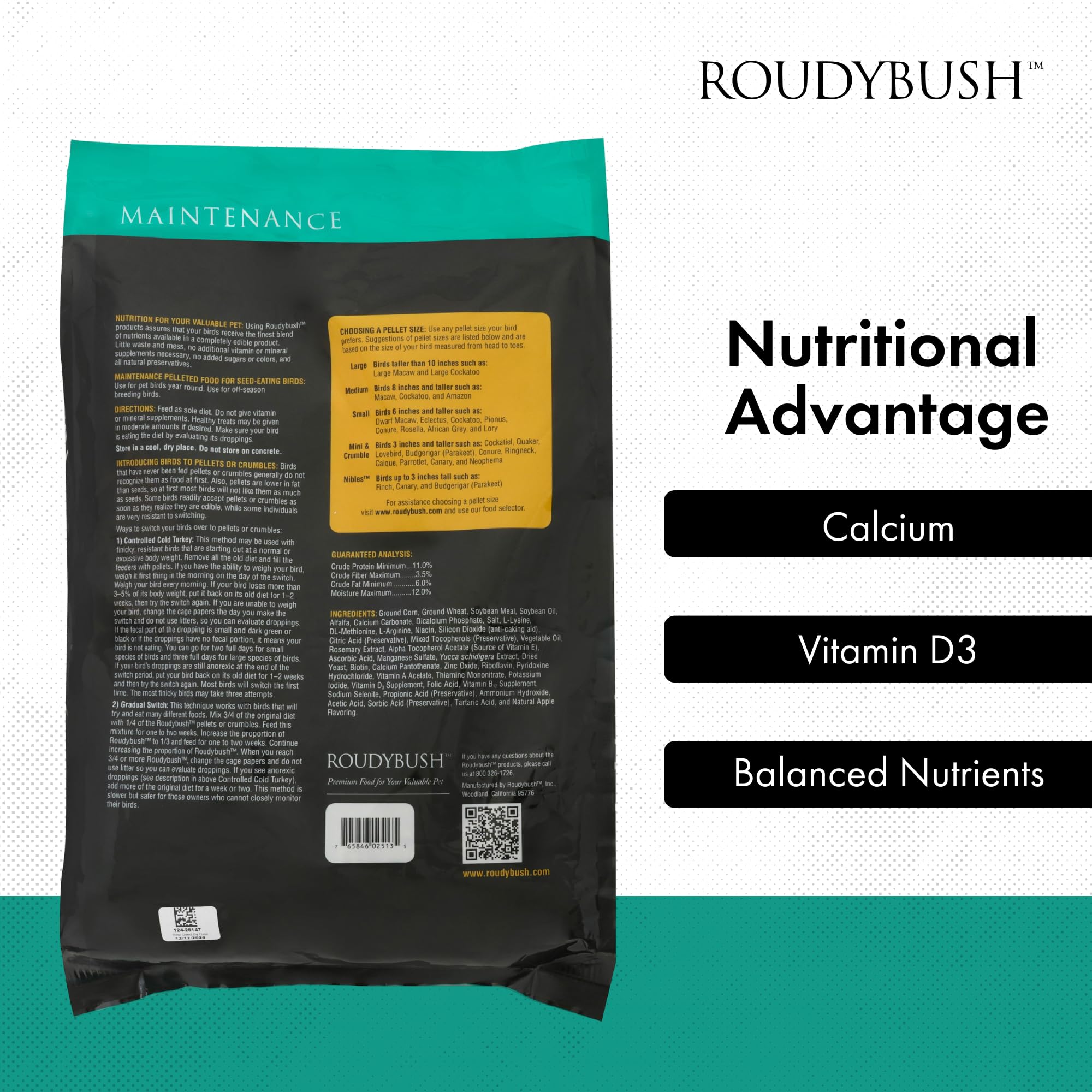 Roudybush Daily Maintenance Bird Food, Medium, 25-Pound