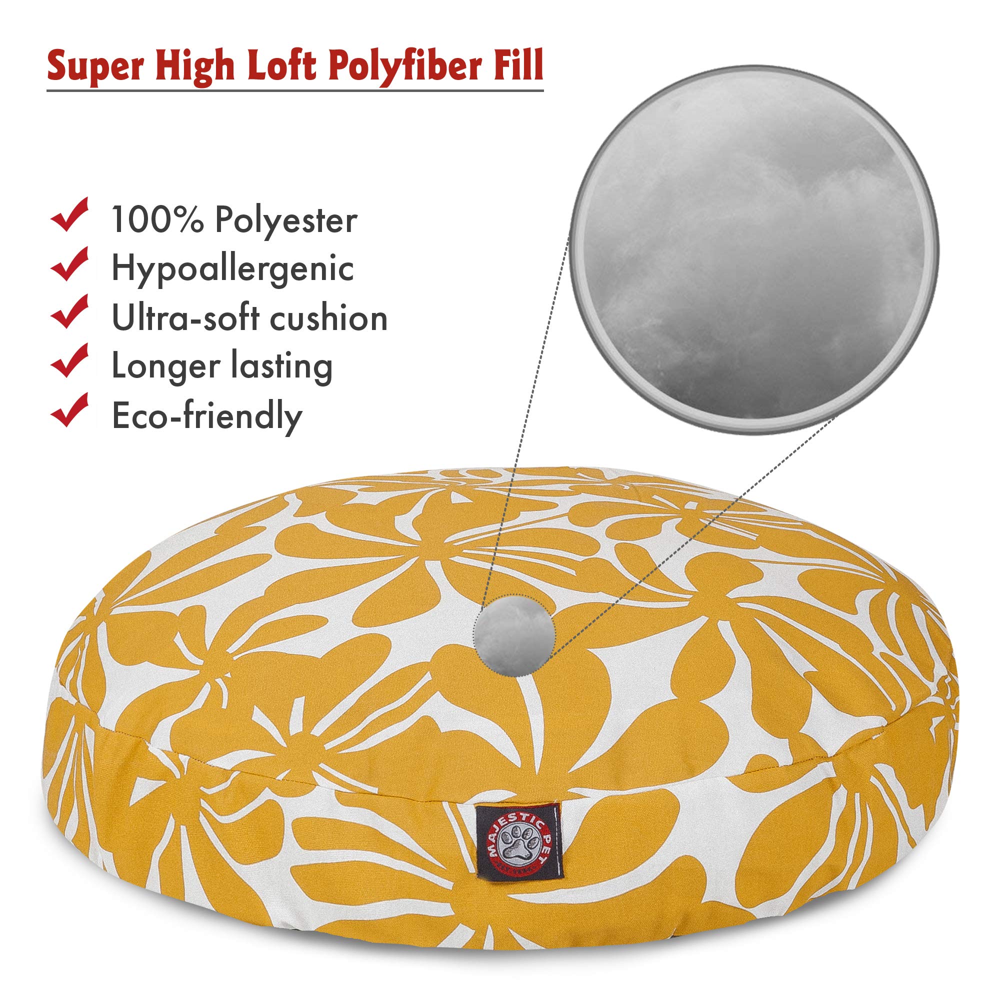 Yellow Plantation Large Round Indoor Outdoor Pet Dog Bed With Removable Washable Cover By Majestic Pet Products