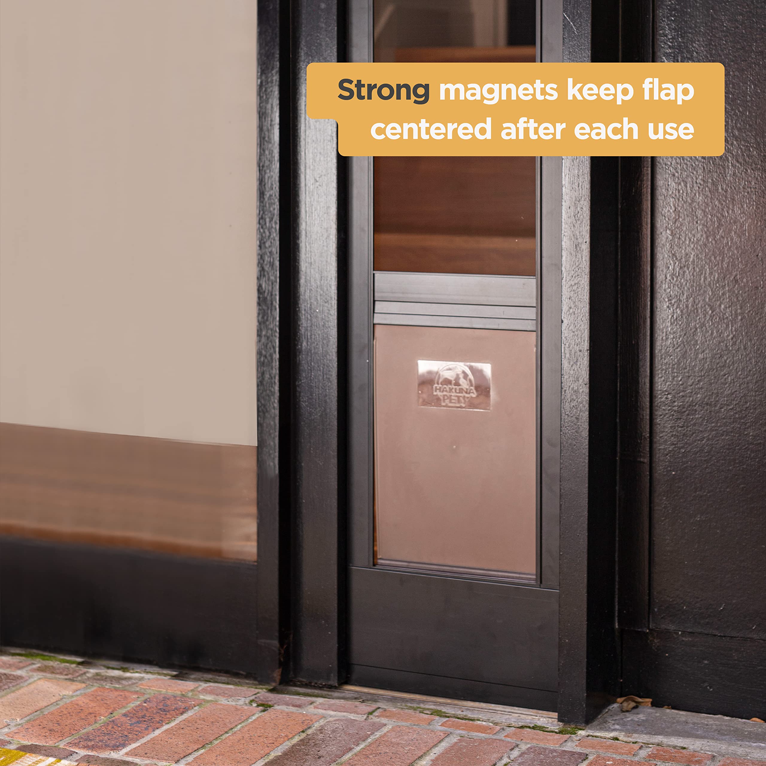 Hakuna Pets Patio Pet Door 3.9?Height Extension, Fits Screen Insert Panel For Large Doors, Black