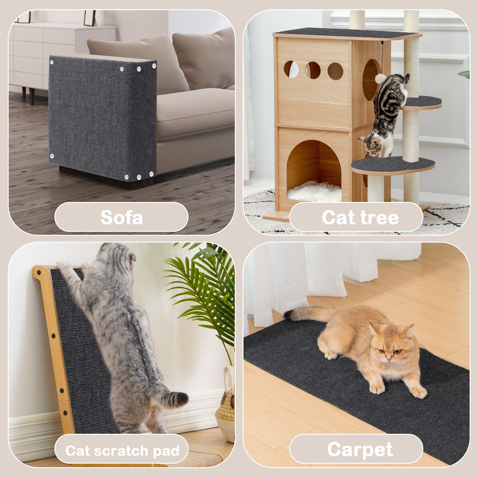 Uross Cat Couch Protector For Fabric Sofa 100X15.8- Darkgrey