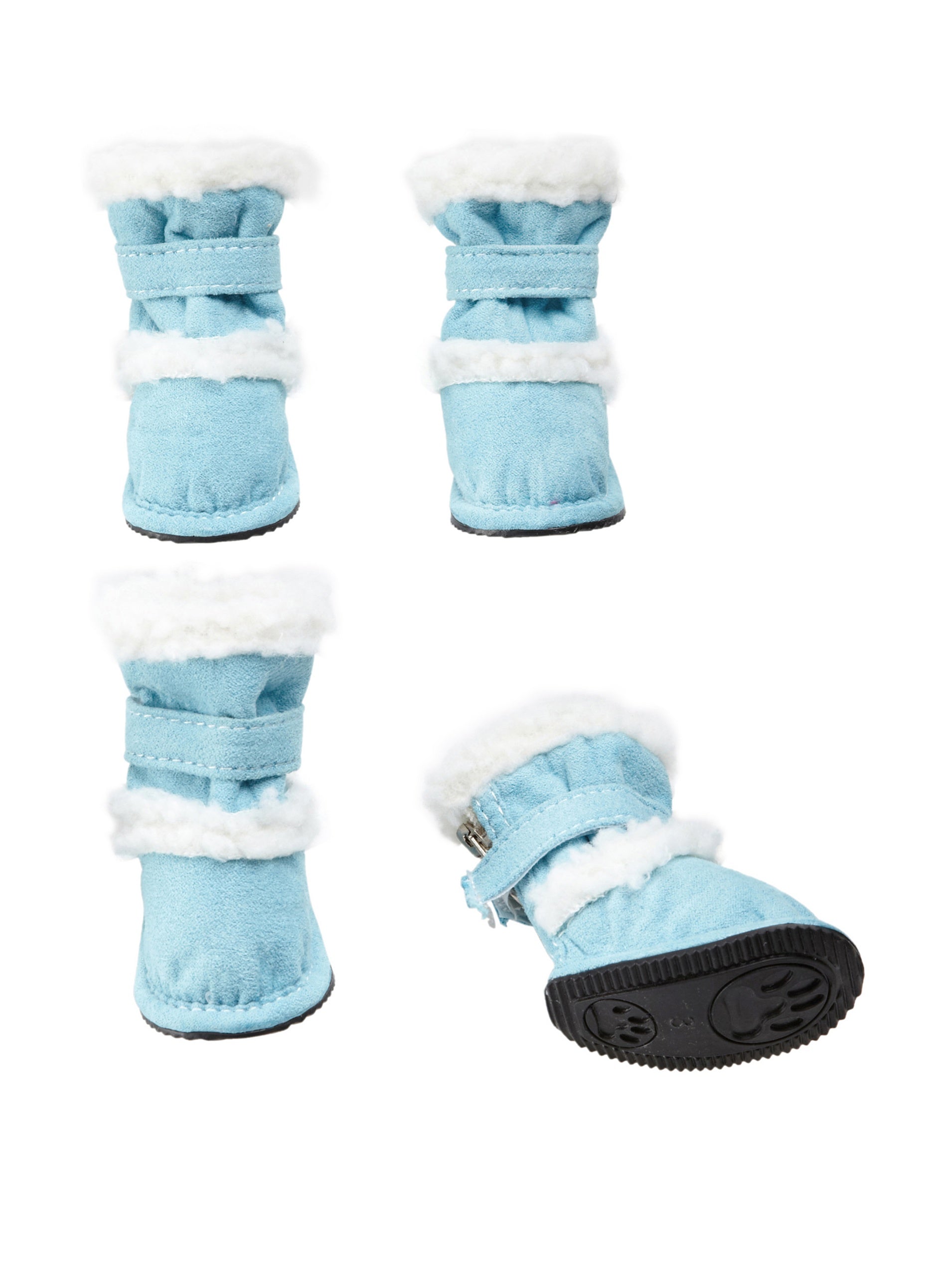 Pet Life Shearling Duggz Dog Shoes, Blue/White, Small
