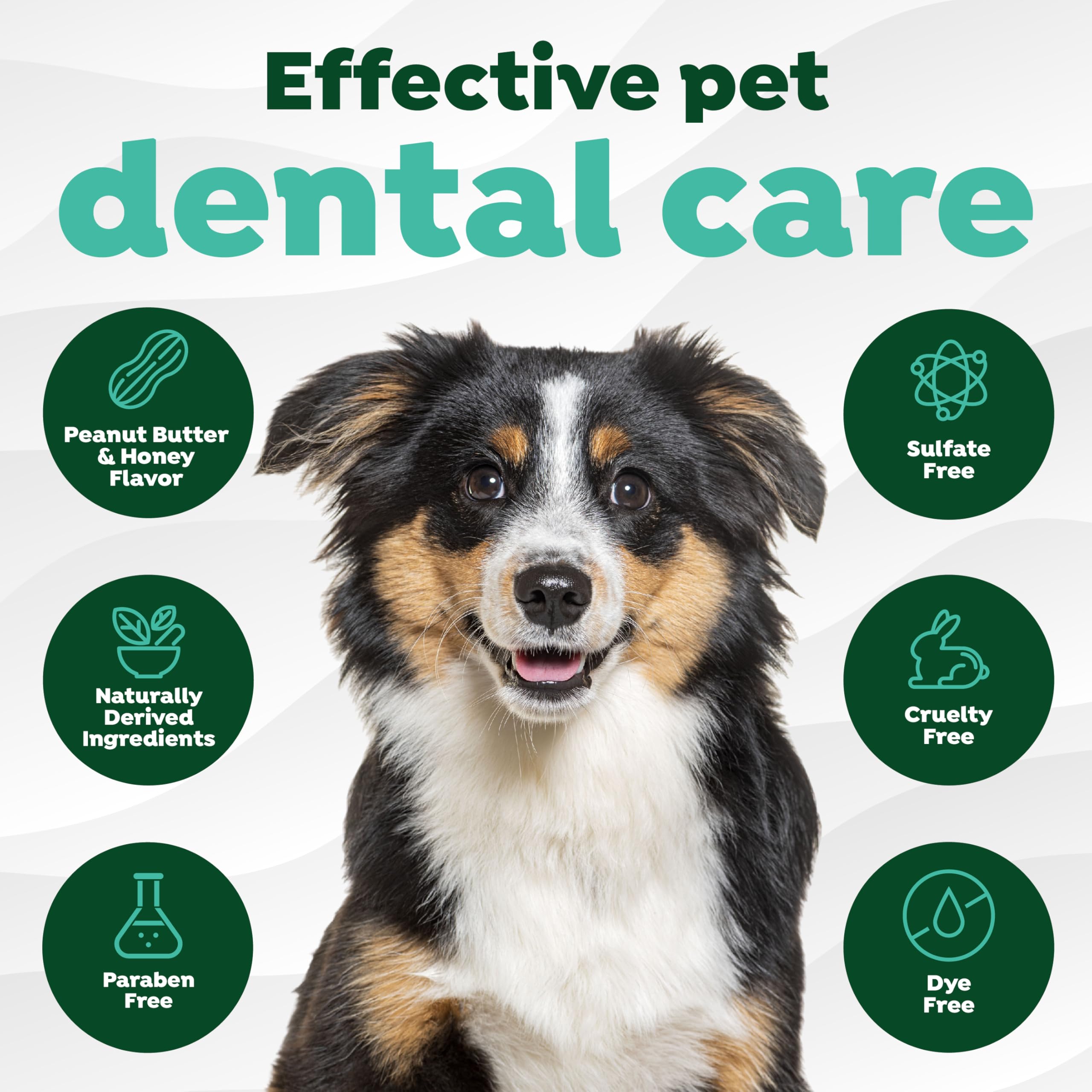 TropiClean Fresh Breath Oral Care Kit - Soft Bristle Finger Toothbrush - Dog Tooth Brushing Kit - Peanut Butter and Honey Flavor