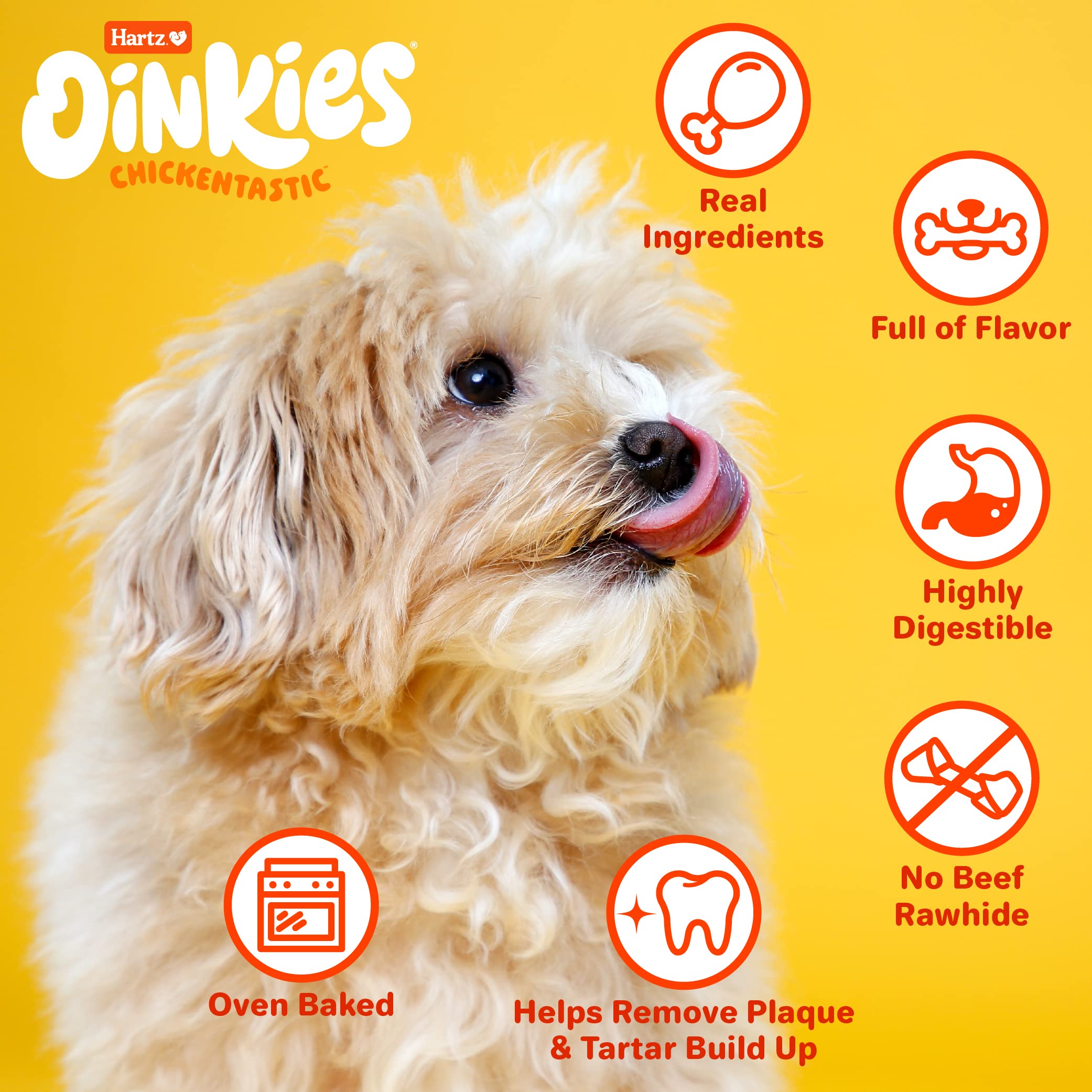 Hartz Oinkies Tender Twists with Real Chicken Breast Rawhide-Free Dog Treats, Highly Digestible Dog Chews, 72 Count