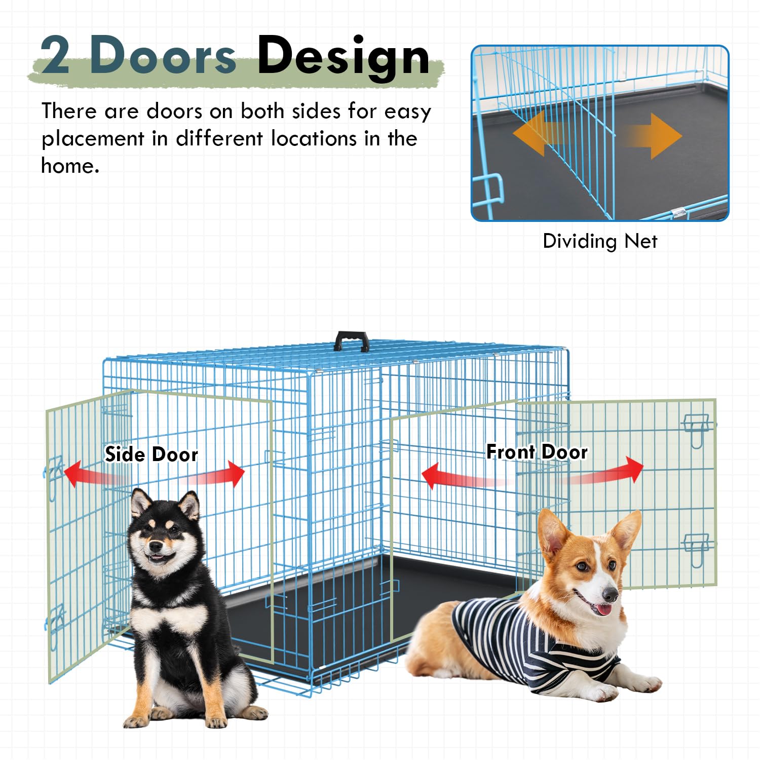 Paylesshere Large Dog Crate Kennel For Medium Large Dogs 36 Inches Metal Dog Cage Double-Door Folding Travel Indoor Outdoor Pupp