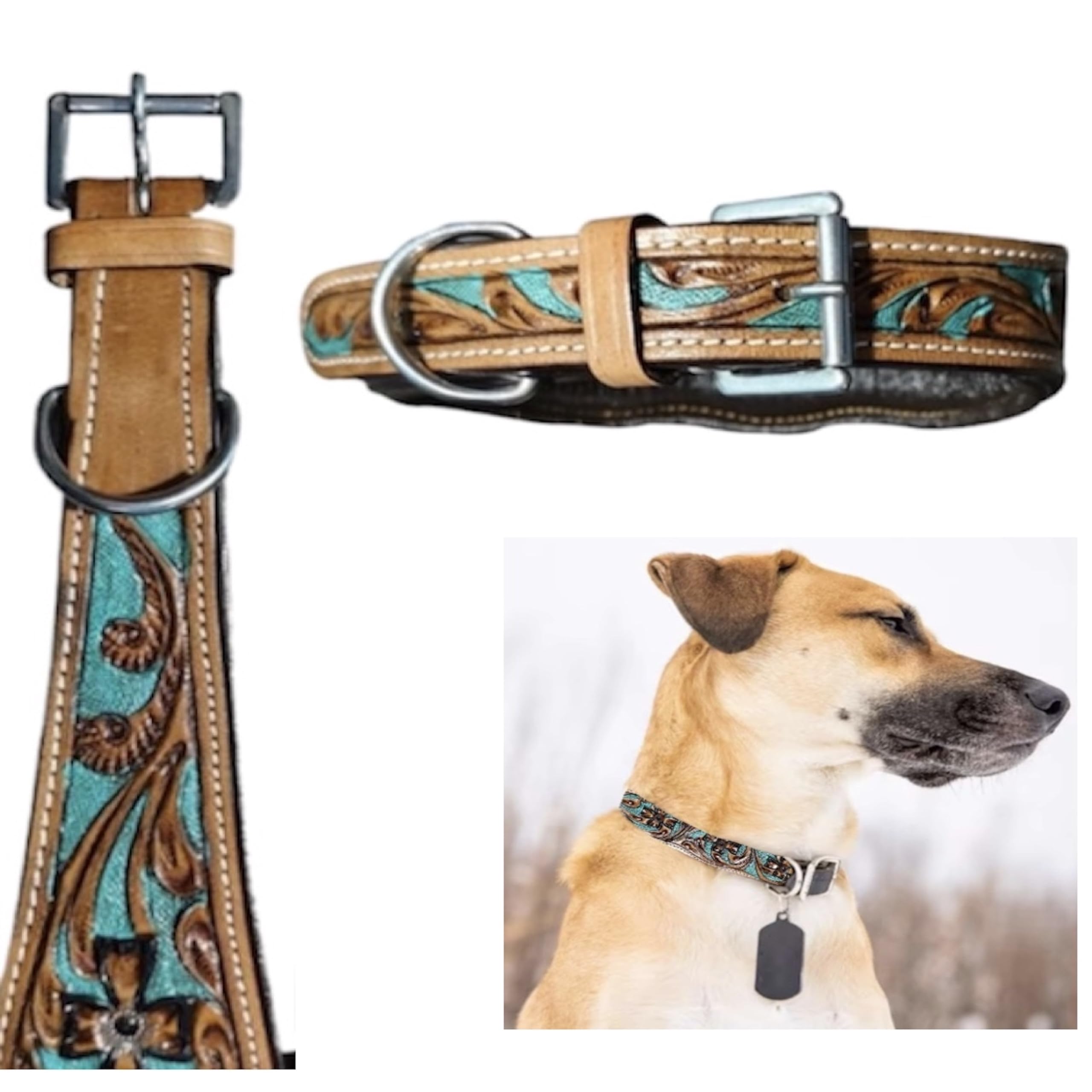 Majestic Ally Leather Dog Collar With Adjustable, Padded Fit For Walking, Hiking, And Running, Designer Western Wear For Puppies