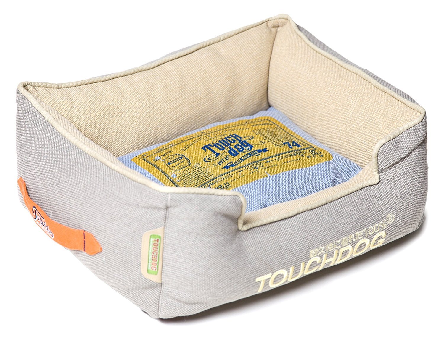 Touchdog Classical Rectangular Original Denim Reversible Fashion Designer Pet Dog Bed Mat, One Size, Light Grey, Denim Blue, B