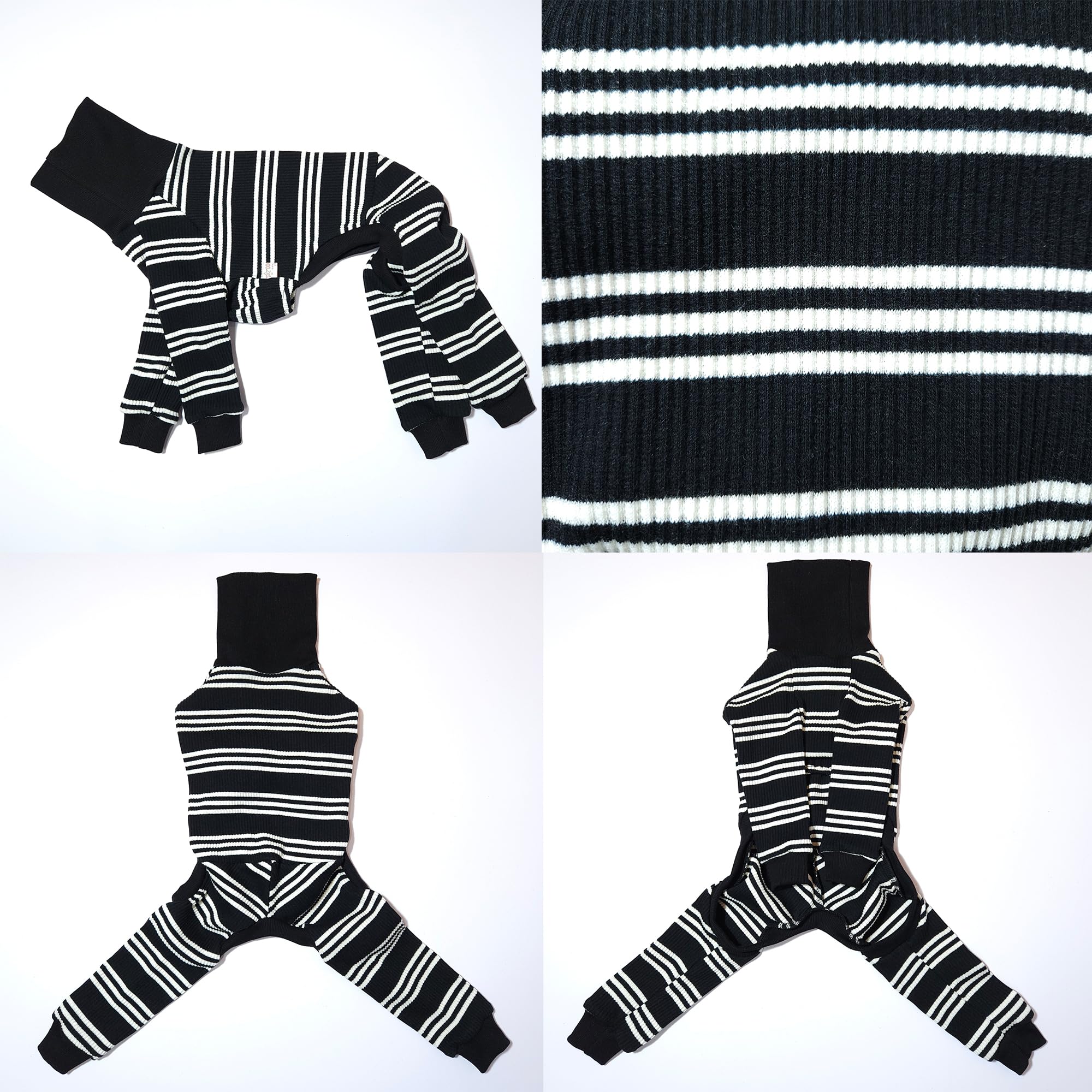 D Doggy Star Italian Greyhound Clothes Soft Stretchy Onesie Refined Stripe Outfit Whippet For Dog Coat (M,Onsi Ivory Str)