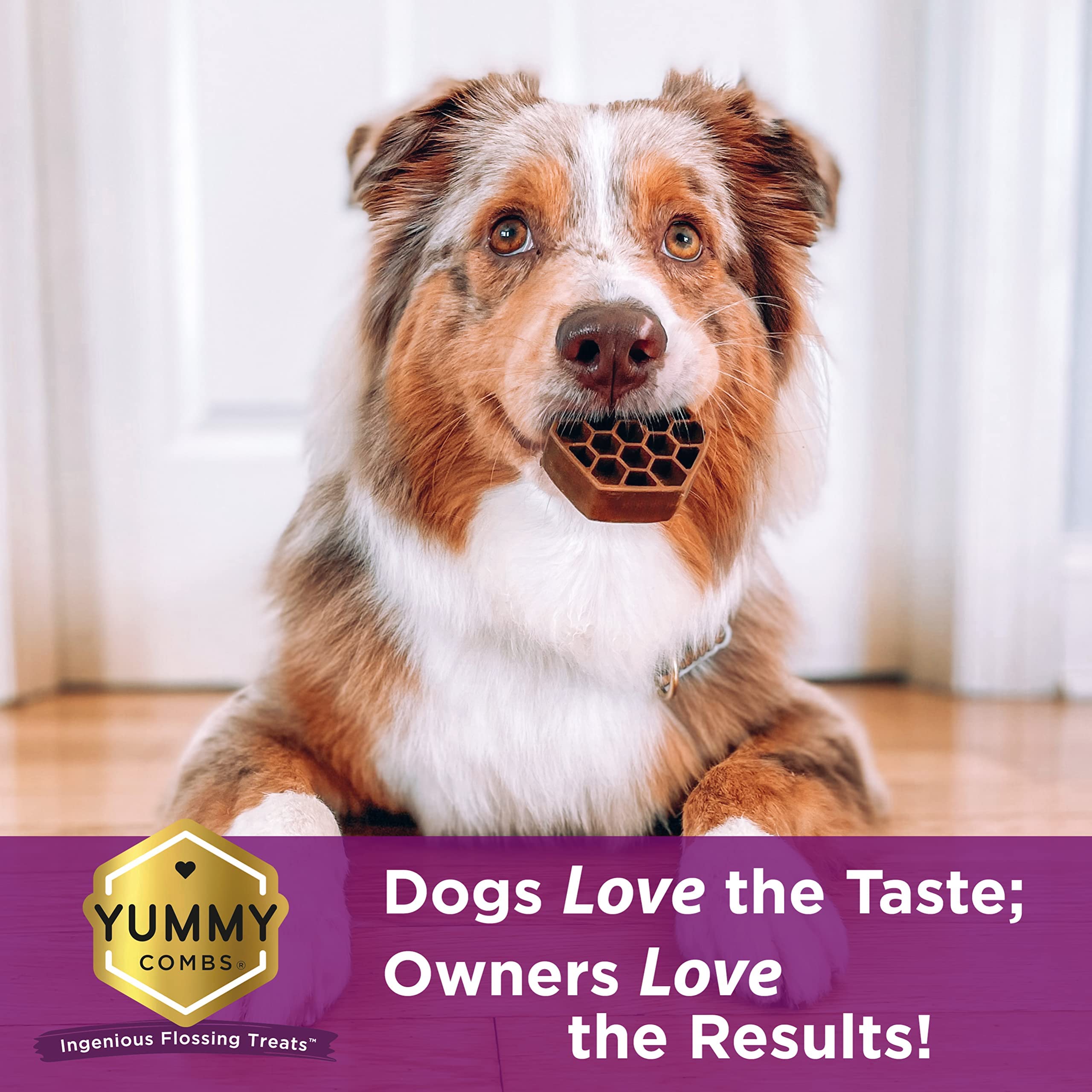 Yummy Combs Dog Dental Treats - Vet VOHC Approved - Delicious Chicken Protein - Removes Tartar with Cleaning Comb Shape - Dental