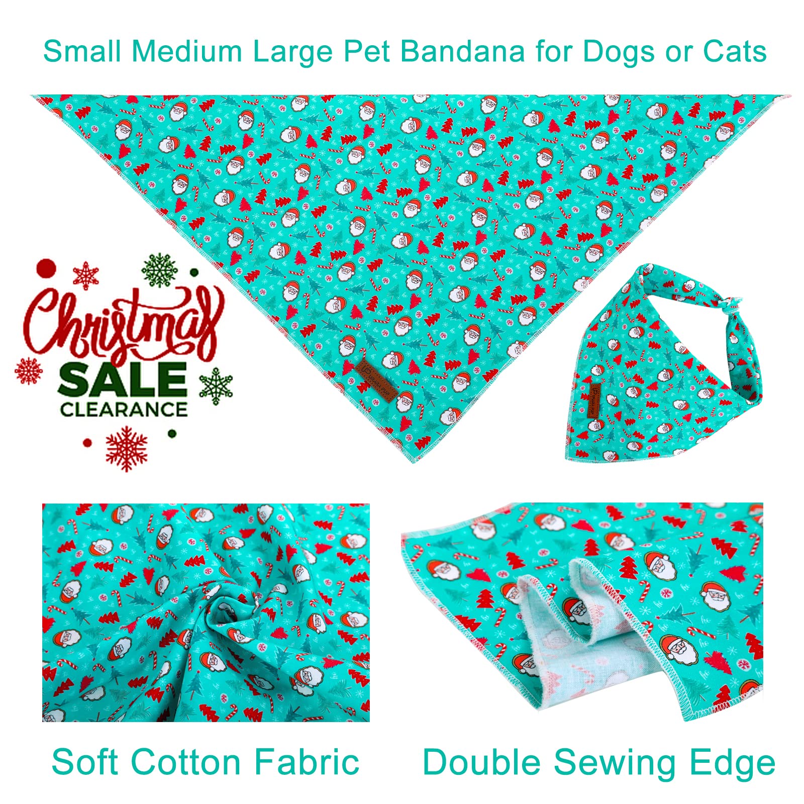 Up Urara Pup Christmas Dog Bandana, Christmas Tree Bandana For Girl Boy Dog, Cotton Pet Kerchief, Cute Winter Puppy Bandana, Adj