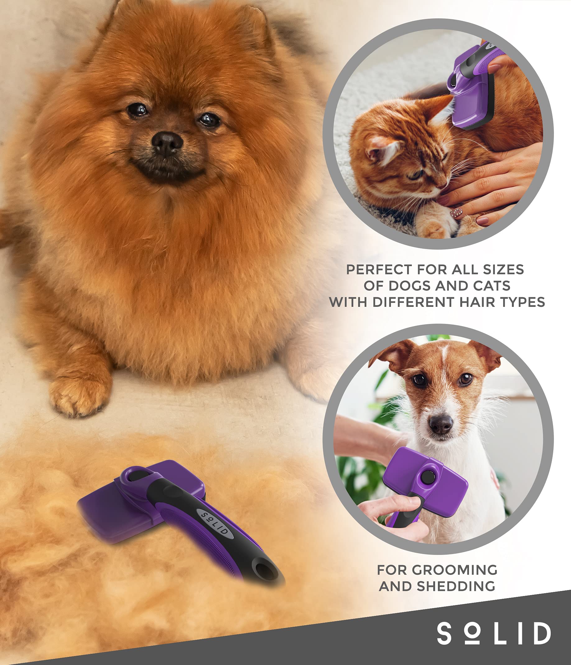 Pet Slicker Brush - Dog & Cat Brush For Shedding & Grooming - Dematting & Detangling Self-Cleaning Brushes For Dogs, Cats & Pets