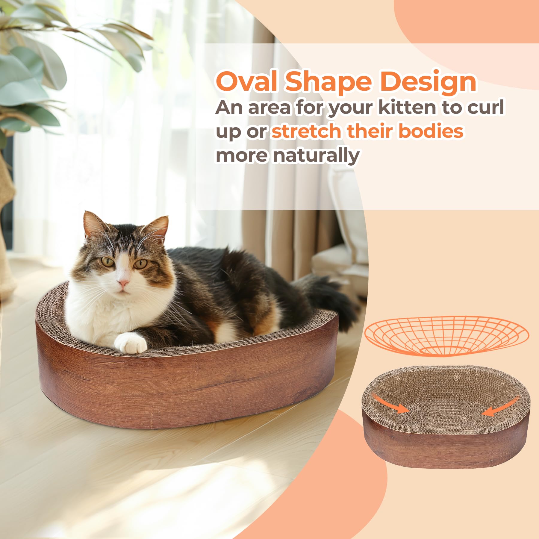 Comsaf Cat Scratcher Bed, Corrugated Cardboard Cat Scratch Bed Lounge Durable Long Lasting, Cat Scratch Pad Cat Scratching Board
