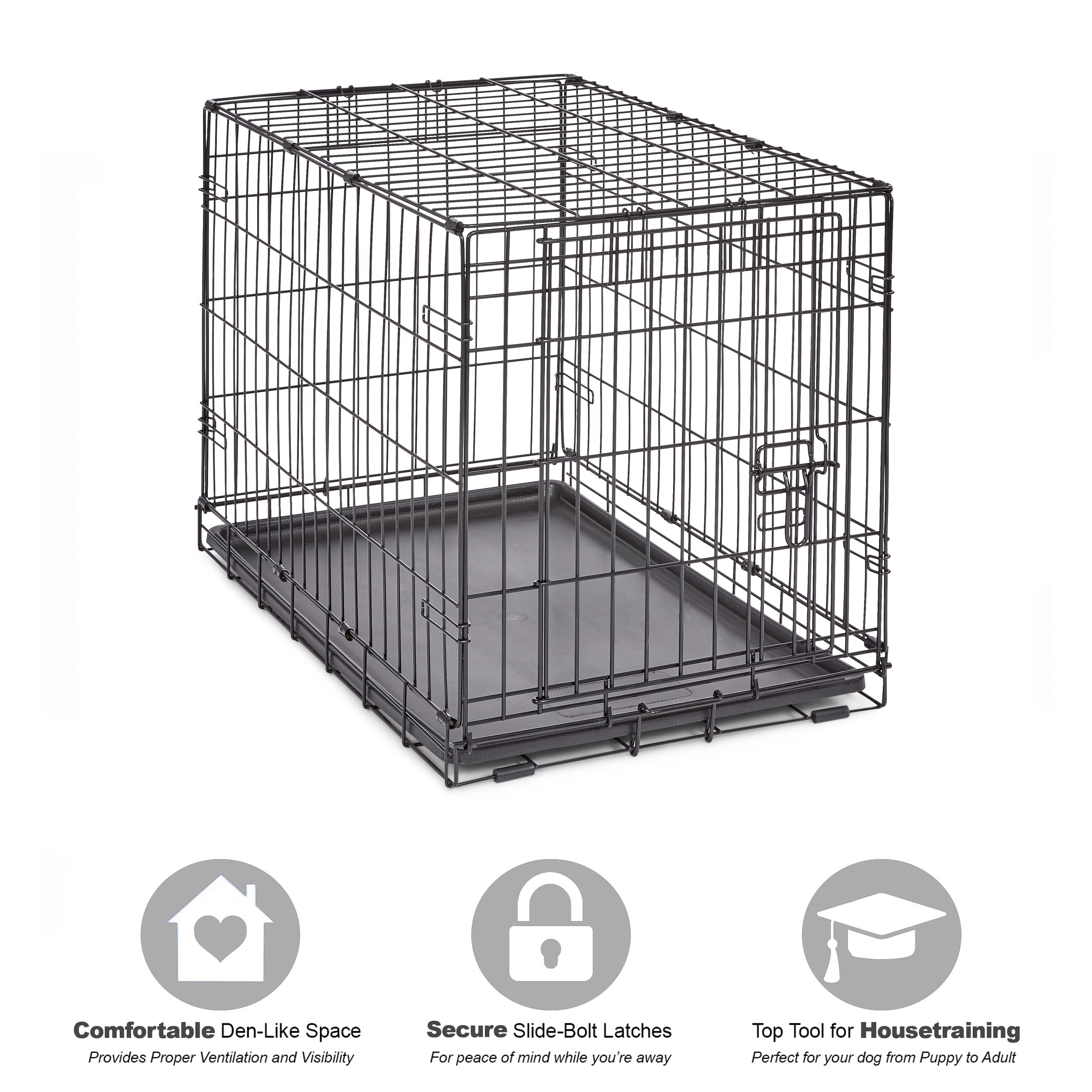 New World Newly Enhanced Singledoor New World Dog Crate, Includes Leak-Proof Pan, Floor Protecting Feet, & New Patented Features, 30 Inch