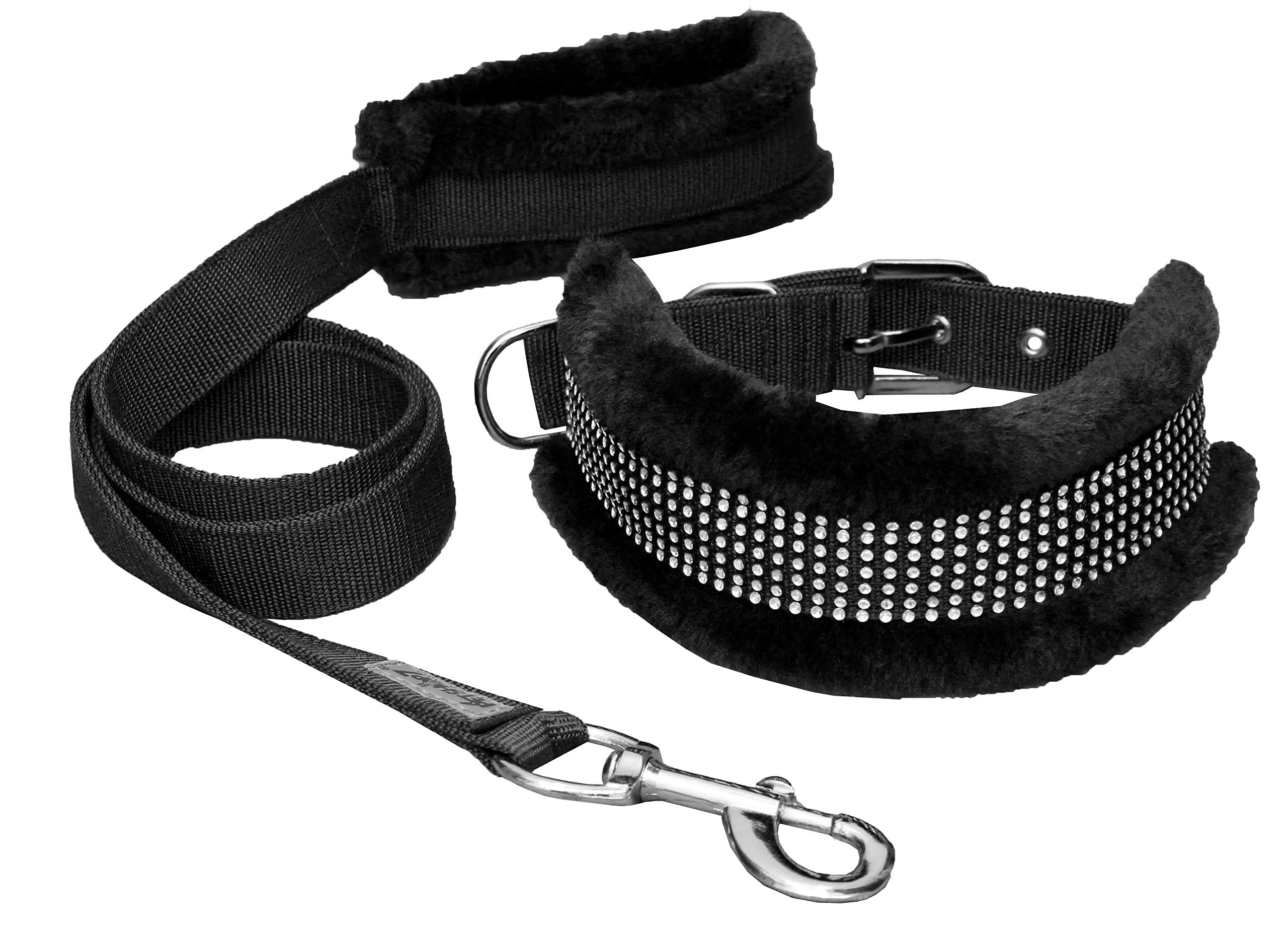 Petshop7 Fur Padded Nylon Dog Collar & Leash Small (Neck Size  1215Inch)