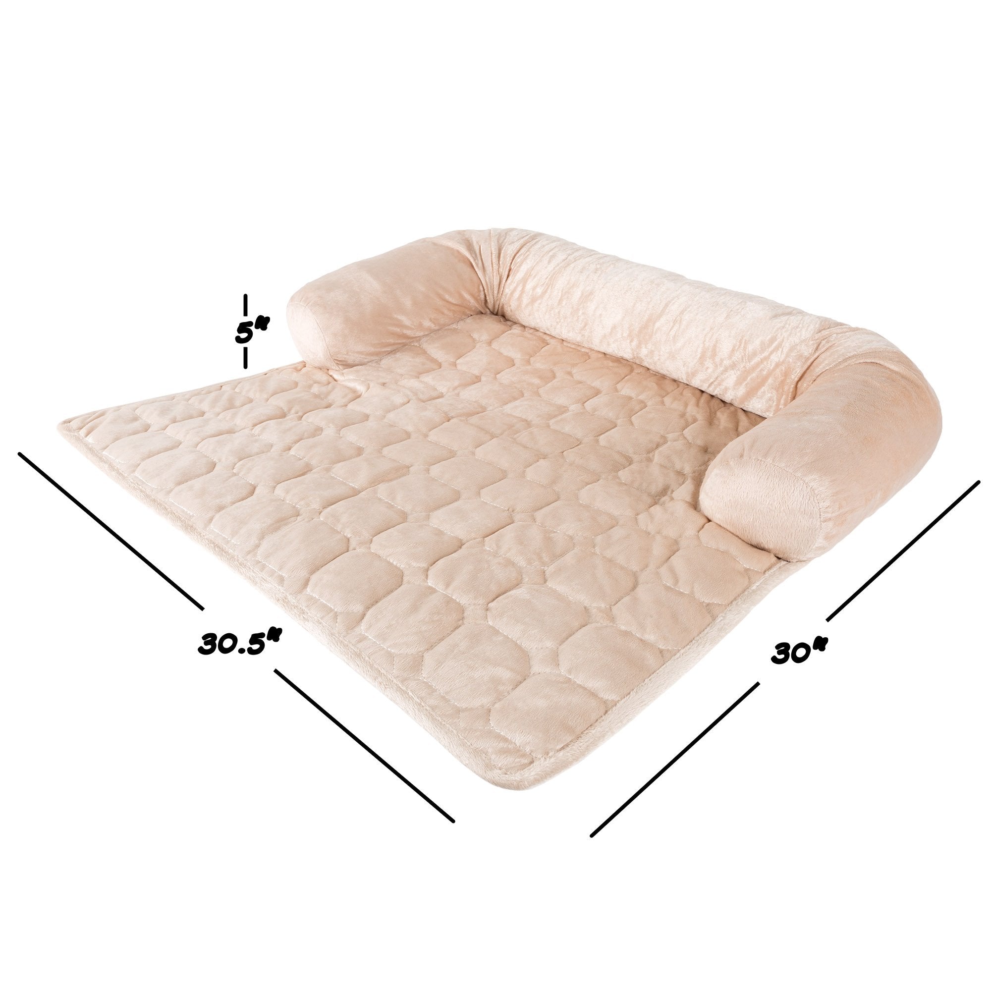 Furniture Protector Pet Cover For Dogs And Cats With Shredded Memory Foam Filled 3-Sided Bolster Soft Plush Fabric By Petmaker Â- 30 X 30.5 Beige
