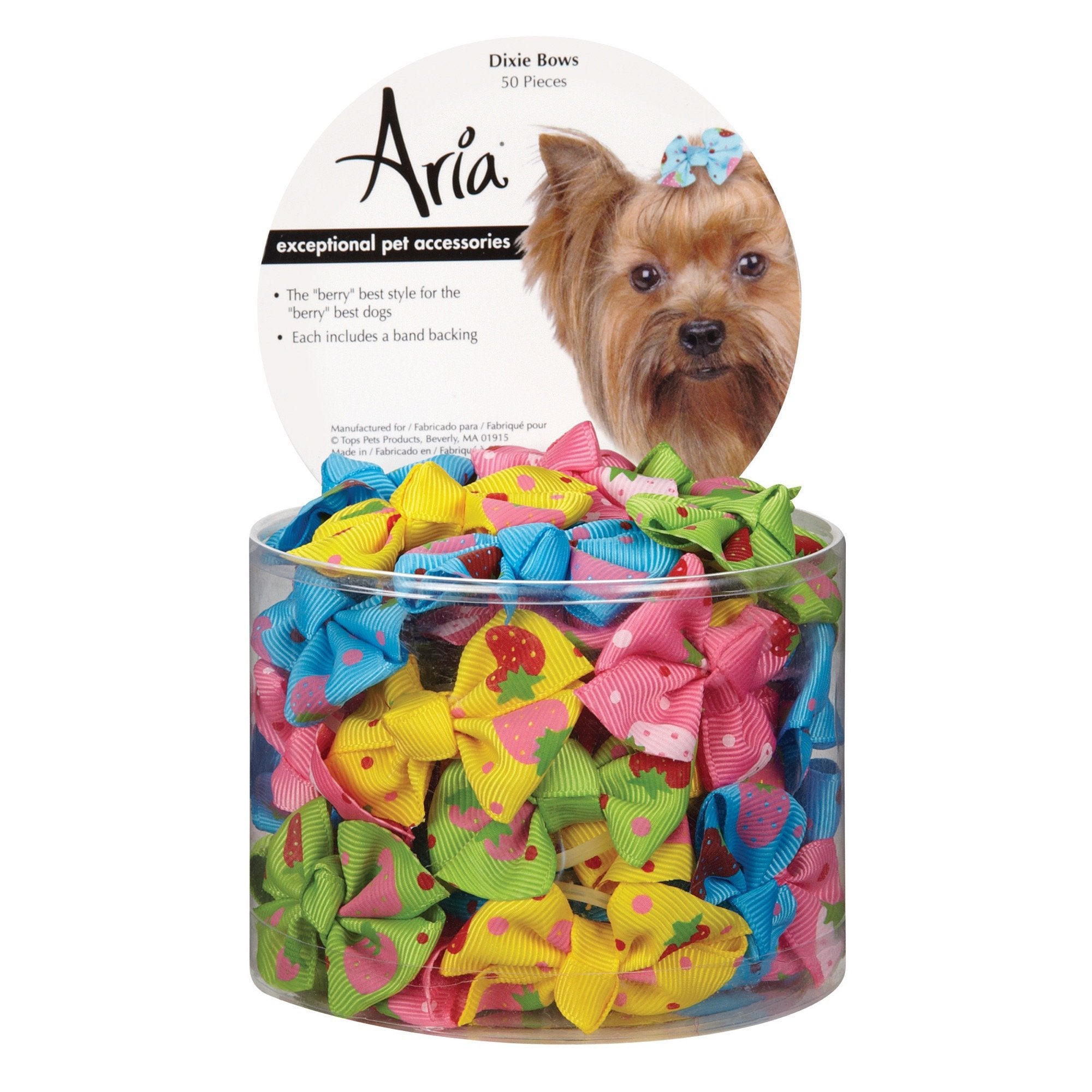 Aria Dixie Bows for Dogs, 50-Piece Canisters