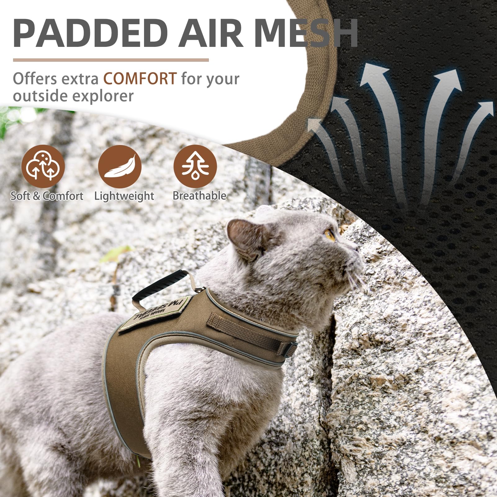 Pupteck Soft Mesh Cat Vest Harness And Leash Set Puppy Padded Pet Harnesses Escape Proof For Cats Small Dogs Rabbits Bunny, Tact