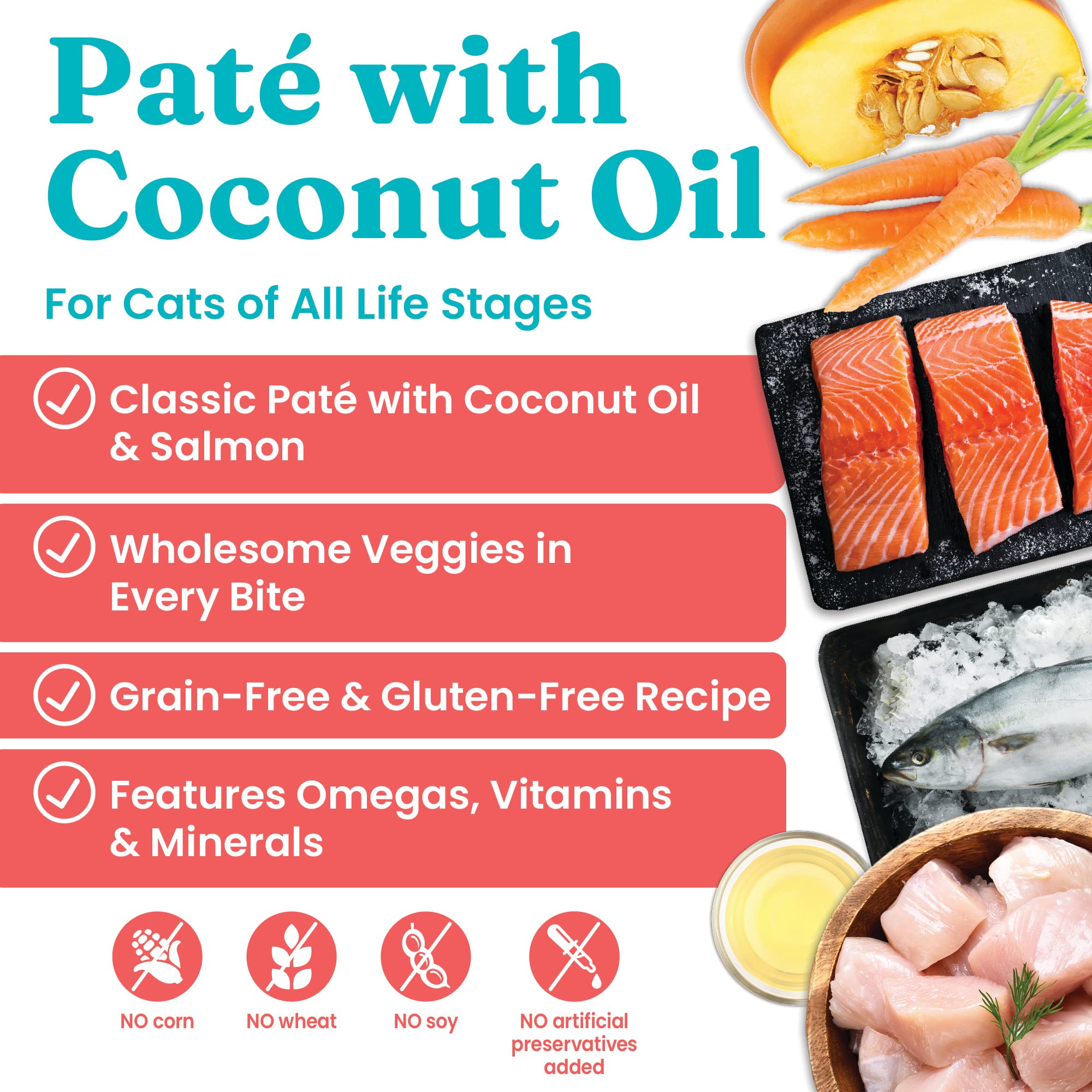 Solid Gold Tropical Blendz Salmon Pate in Coconut Oil - Nutrient-Rich Wet Cat Food for All Life Stages, 24 Pack