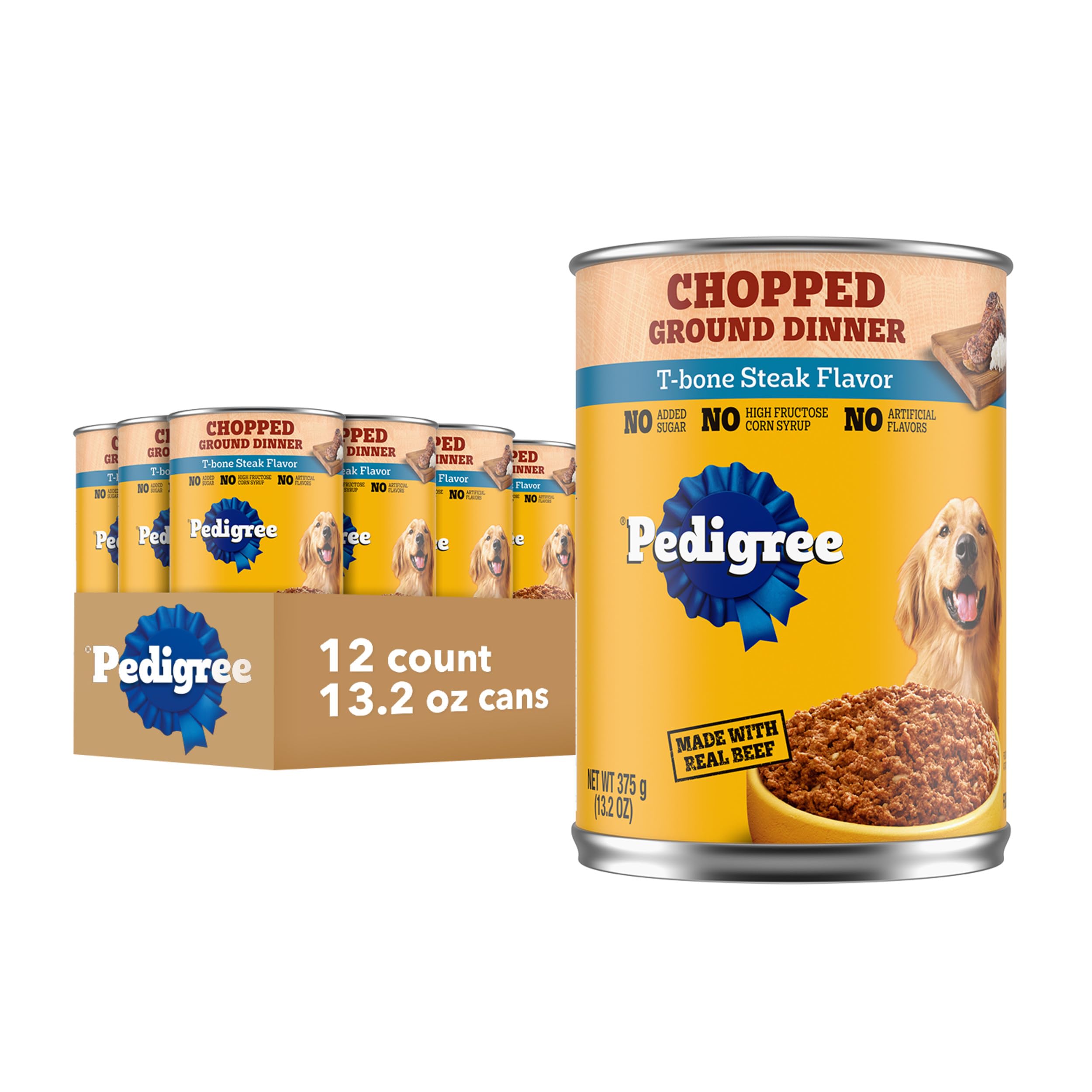 PEDIGREE Chopped Ground Dinner Filet Mignon & Bacon Flavor Wet Dog Food 13.2 Ounces (Pack of 12)