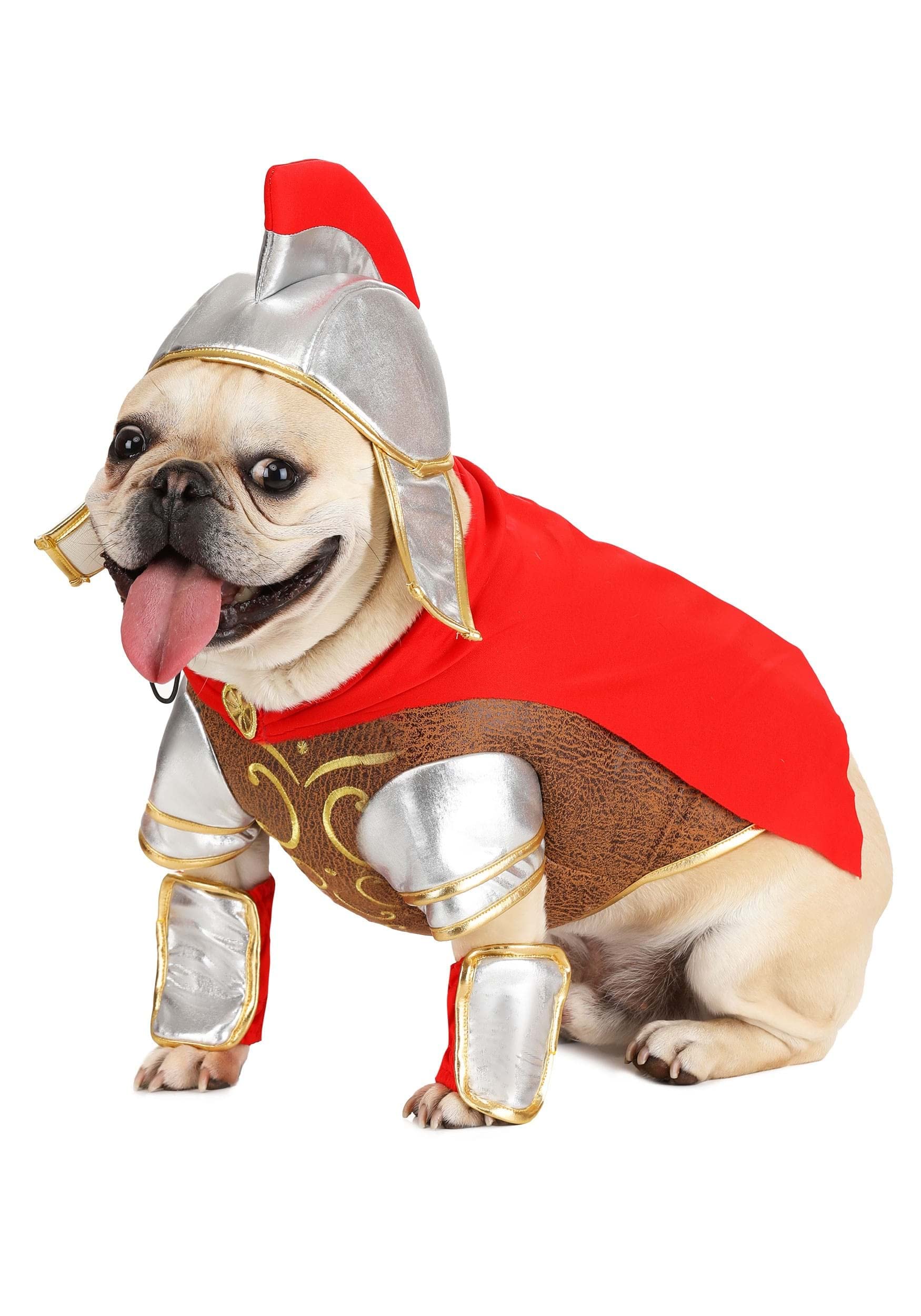 Fun Costumes Greek Medieval Dog Costume Armor Faux Leather Warrior Outfit for Pets Halloween Cosplay L