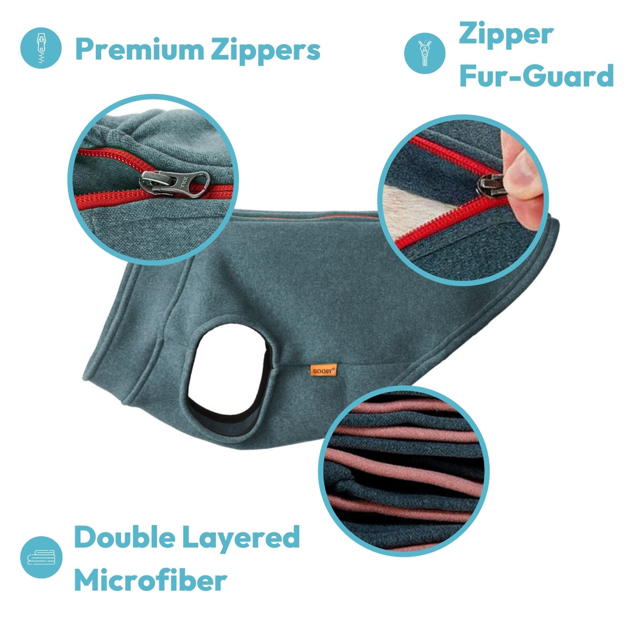 Gooby Zip Up Microfiber Fleece Dog Sweater - Pink, Large - Warm Double Layered Soft Microfiber Fleece Step-In Dog Jacket Without Ring Leash - Winter Dog Sweaters For Small Dogs And Medium Dogs