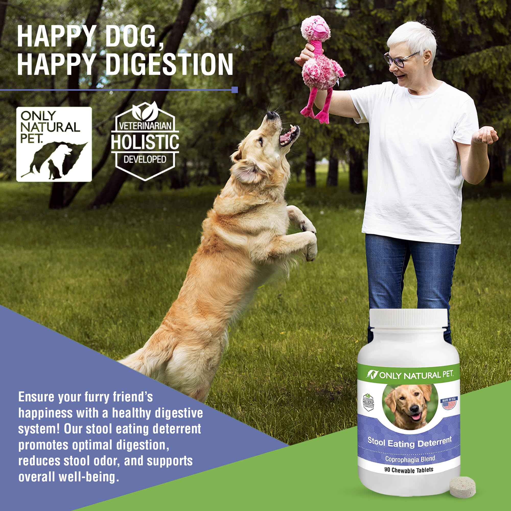 ONLY NATURAL PET Stool Eating Deterrent - Stop Stool Eating Coprophagia - Prevent Poop Eating in Dogs & Puppies | w/Digestive En