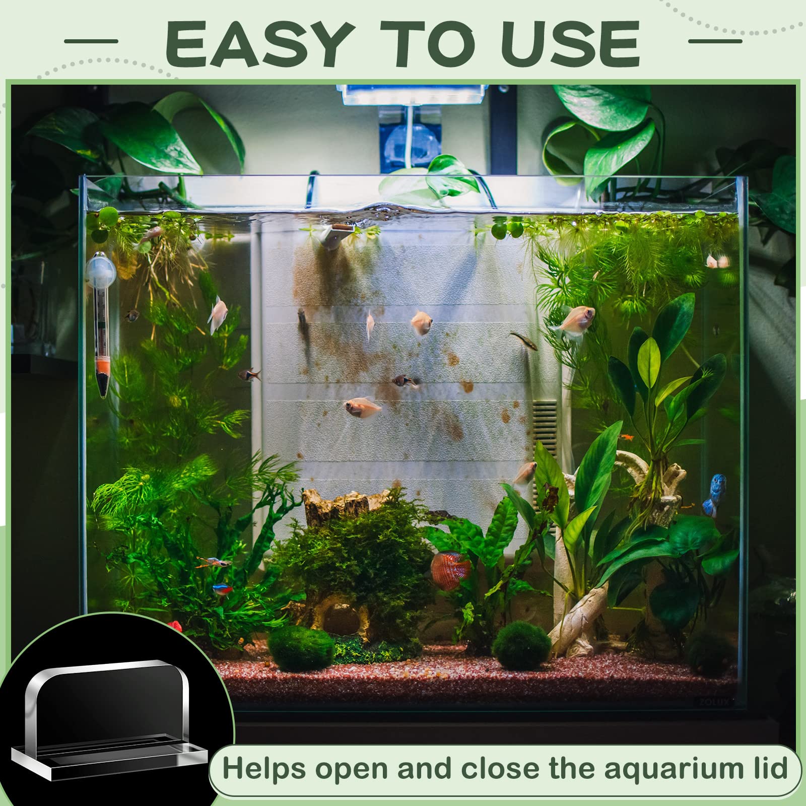 Qunclay Aquarium Lid Handles - 4 Pcs Adhesive Replacement, 2.36x1.38 Inch, Transparent