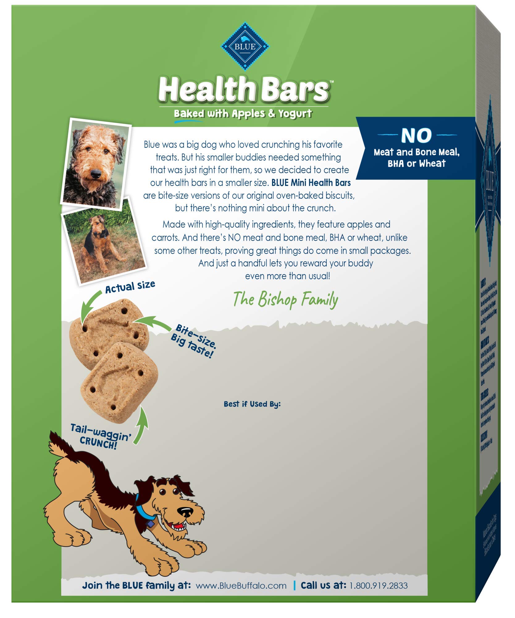 Blue Buffalo Mini Health Bars Crunchy Dog Biscuits, Oven-Baked With Natural Ingredients, Apples & Yogurt, 2-lb. Box