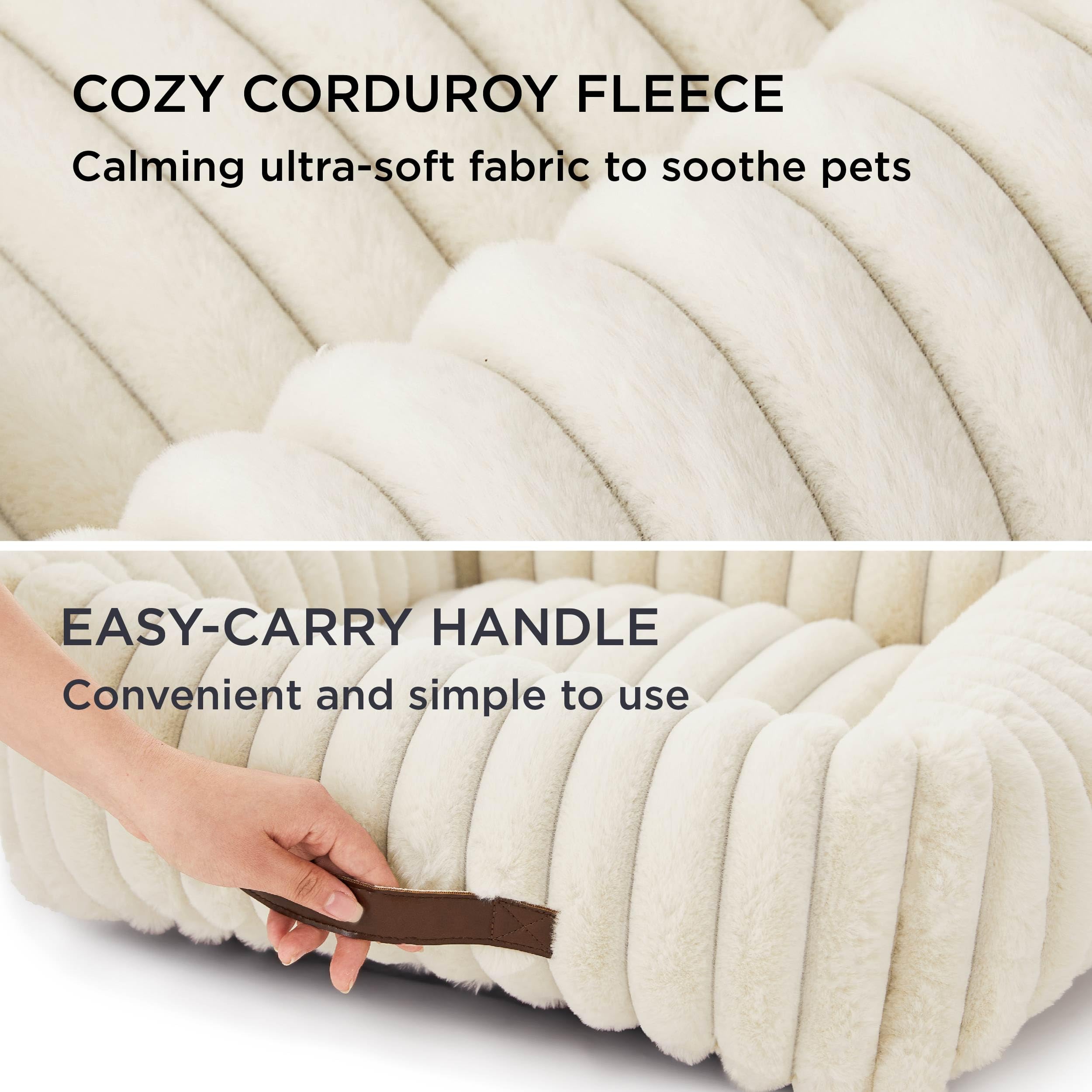 Bedsure Cute Dog Beds Large Sized Dog - Washable Furry Pet Beds, Rectangle Orthopedic Corduroy Fleece Puppy Beds With Removable