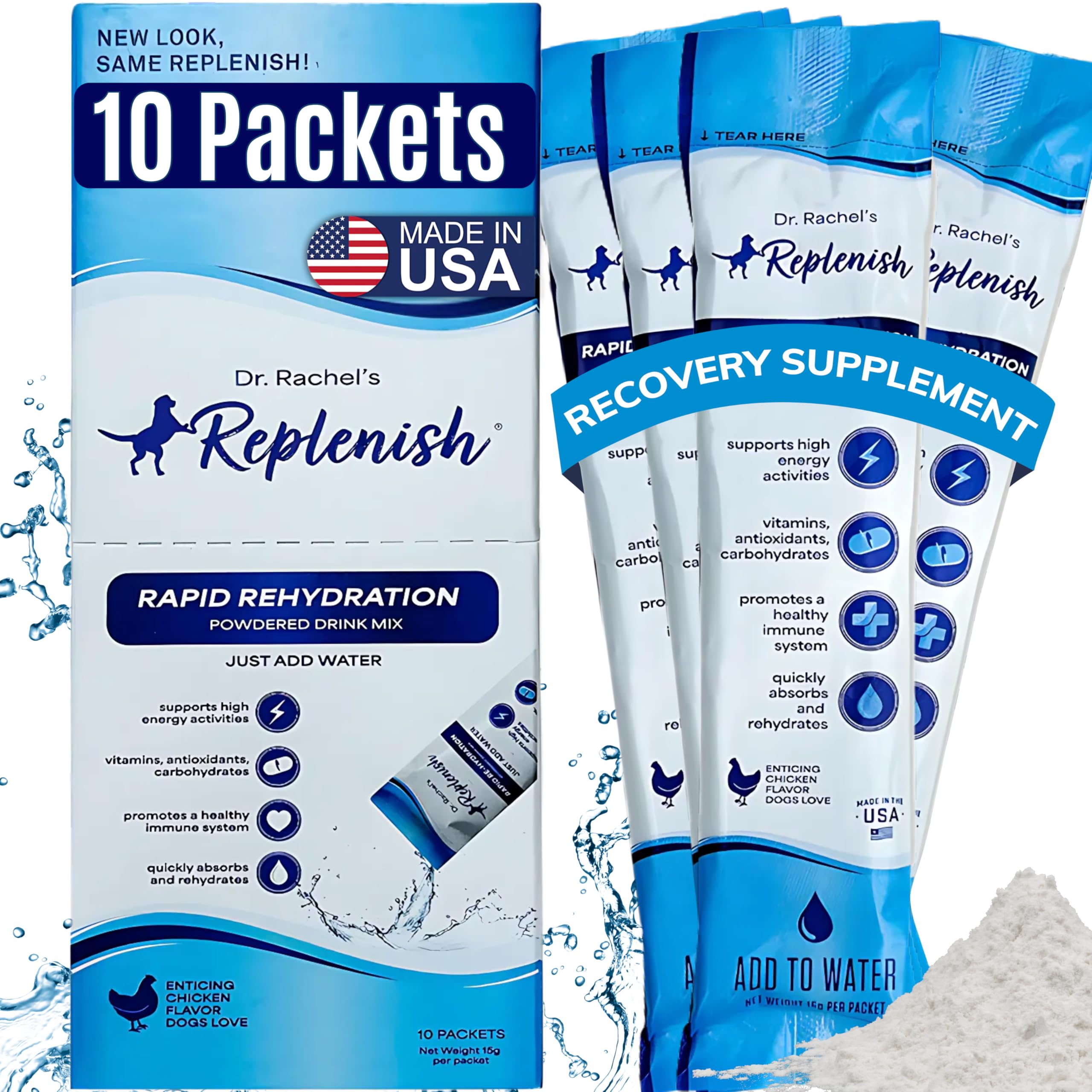 Replenish Dog Recovery Water Supplement - Dog Rehydration Liquid & Powder Alternative to Dog Electrolytes - Electrolytes for Dog