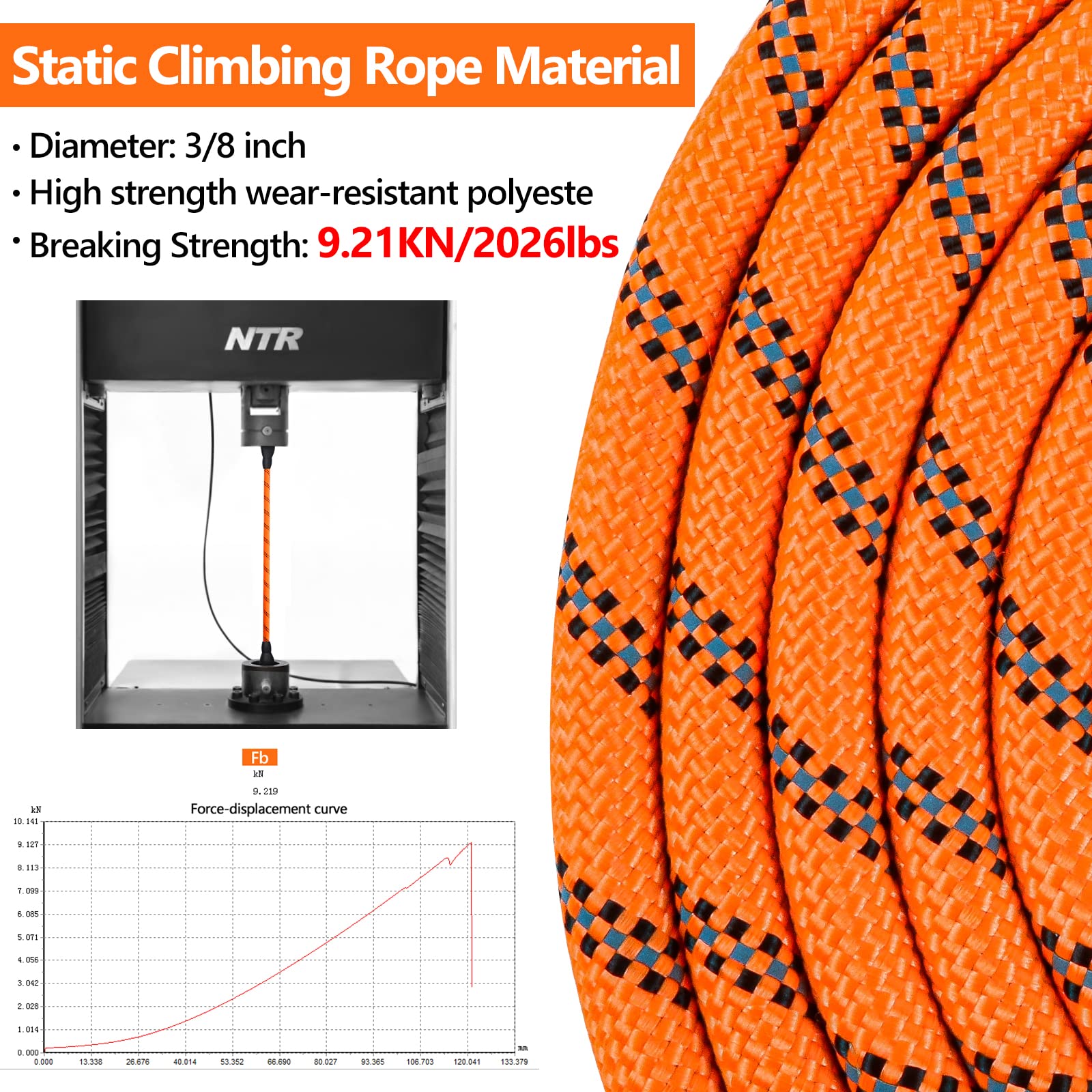 NTR Heavy Duty 30FT Reflective Dog Leash with Padded Handle, Orange, for Small to Large Dogs