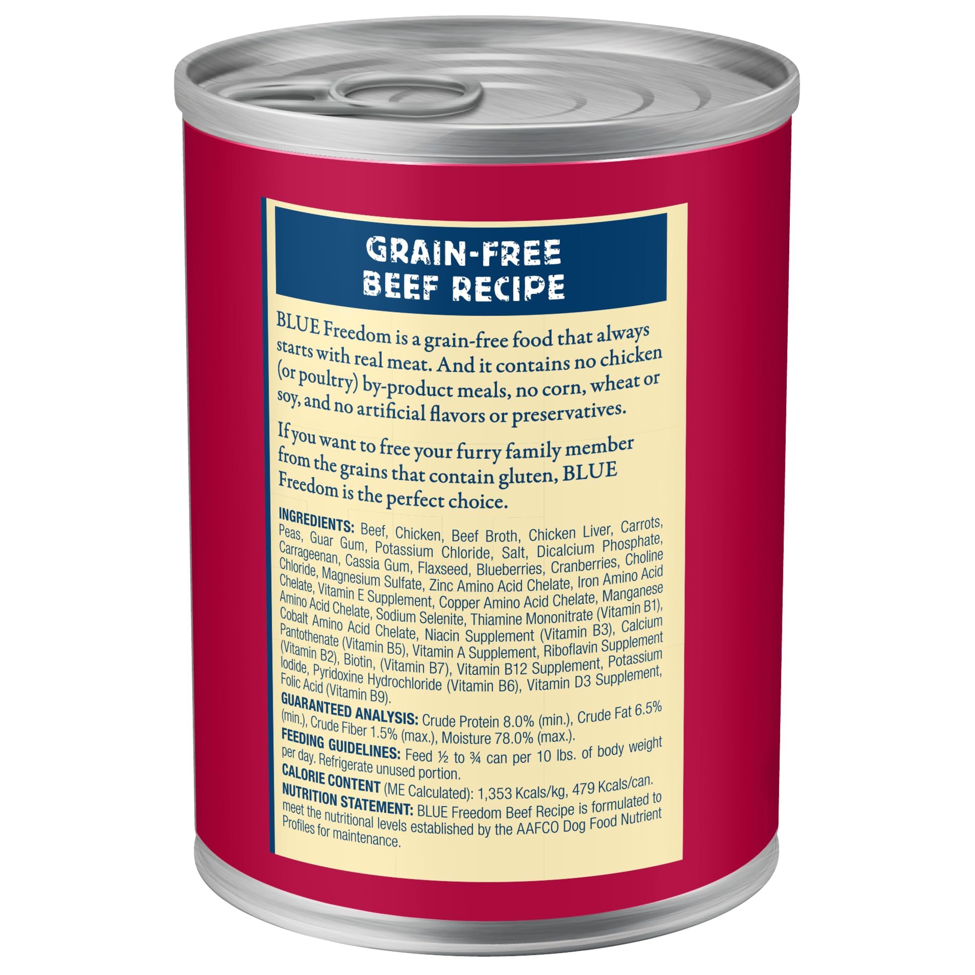 Blue Buffalo Freedom Grain-Free Wet Dog Food, Free of Glutens & Artificial Preservatives, Made With Natural Ingredients, Beef Re