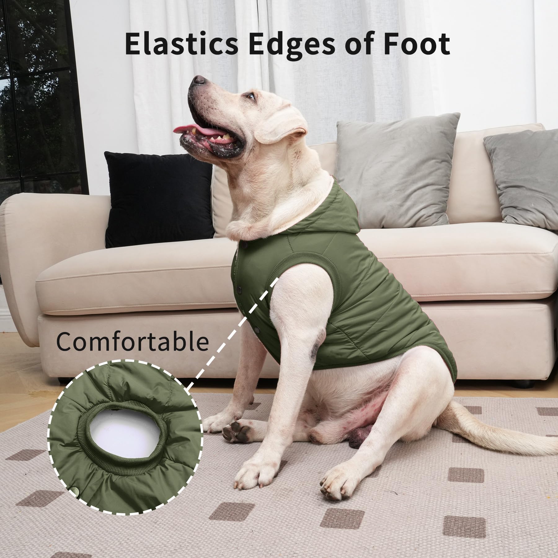 Vecomfy Fleece Lining Extra Warm Dog Hoodie In Winter,Small Dog Jacket Puppy Coats With Hooded Green Xs