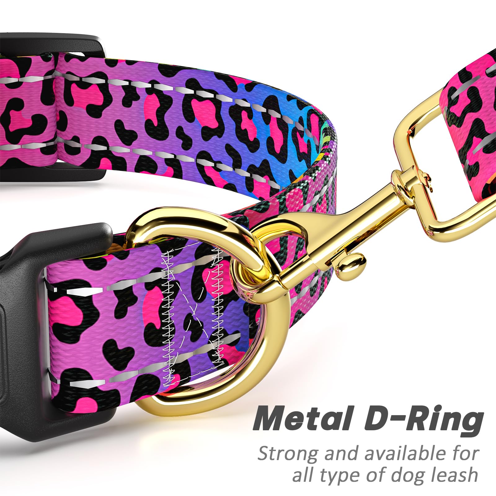 Tmoodel Reflective Dog Collar For Extra Small Dogs Cats, Cute Leopard Style Adjustable Heavy-Duty Nylon Puppy Collar For Boy And
