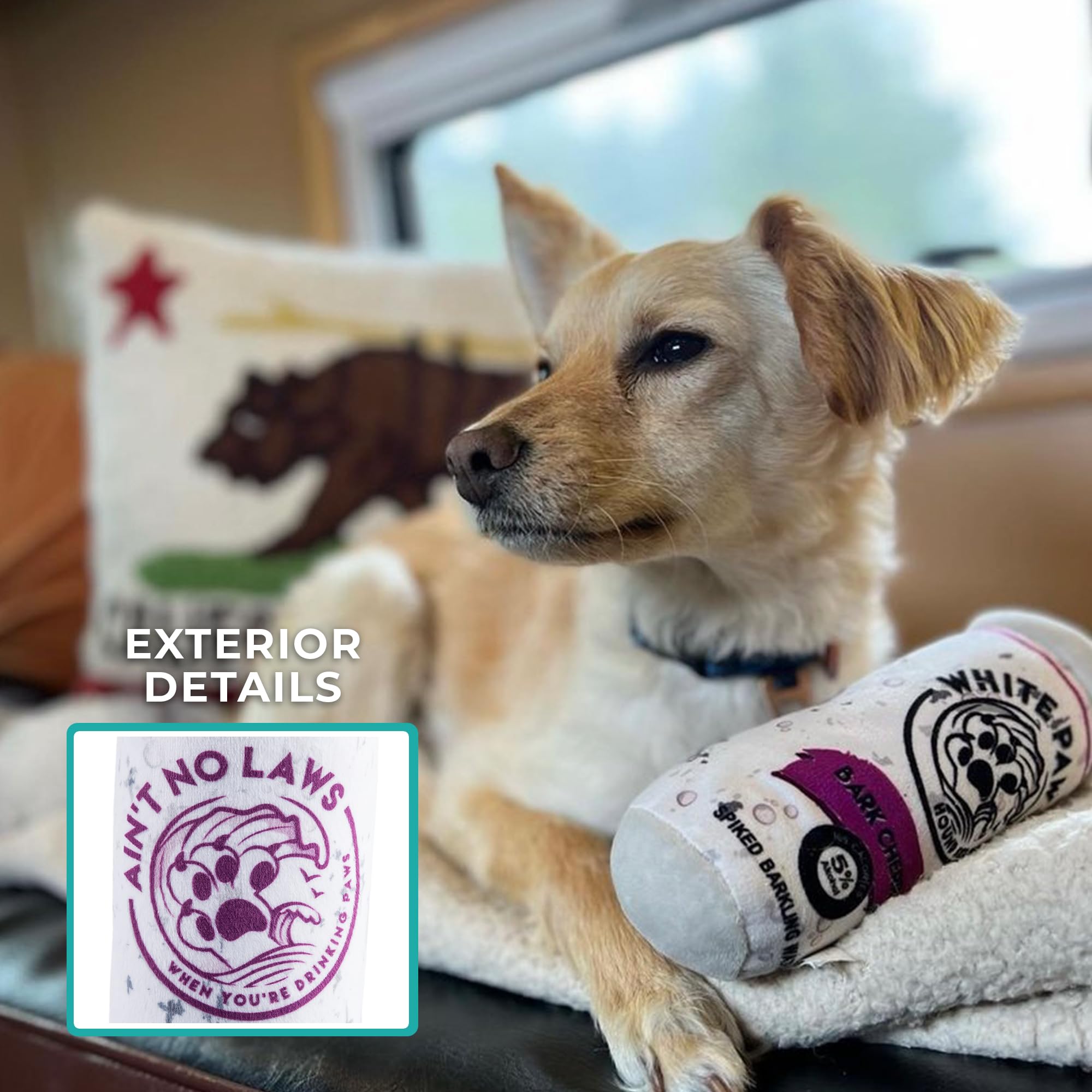 Haute Diggity Dog White Paw Bark Cherry, Plush Designer Dog Toys With Interactive Squeaker, Stimulating Pet Enrichment, Machine-