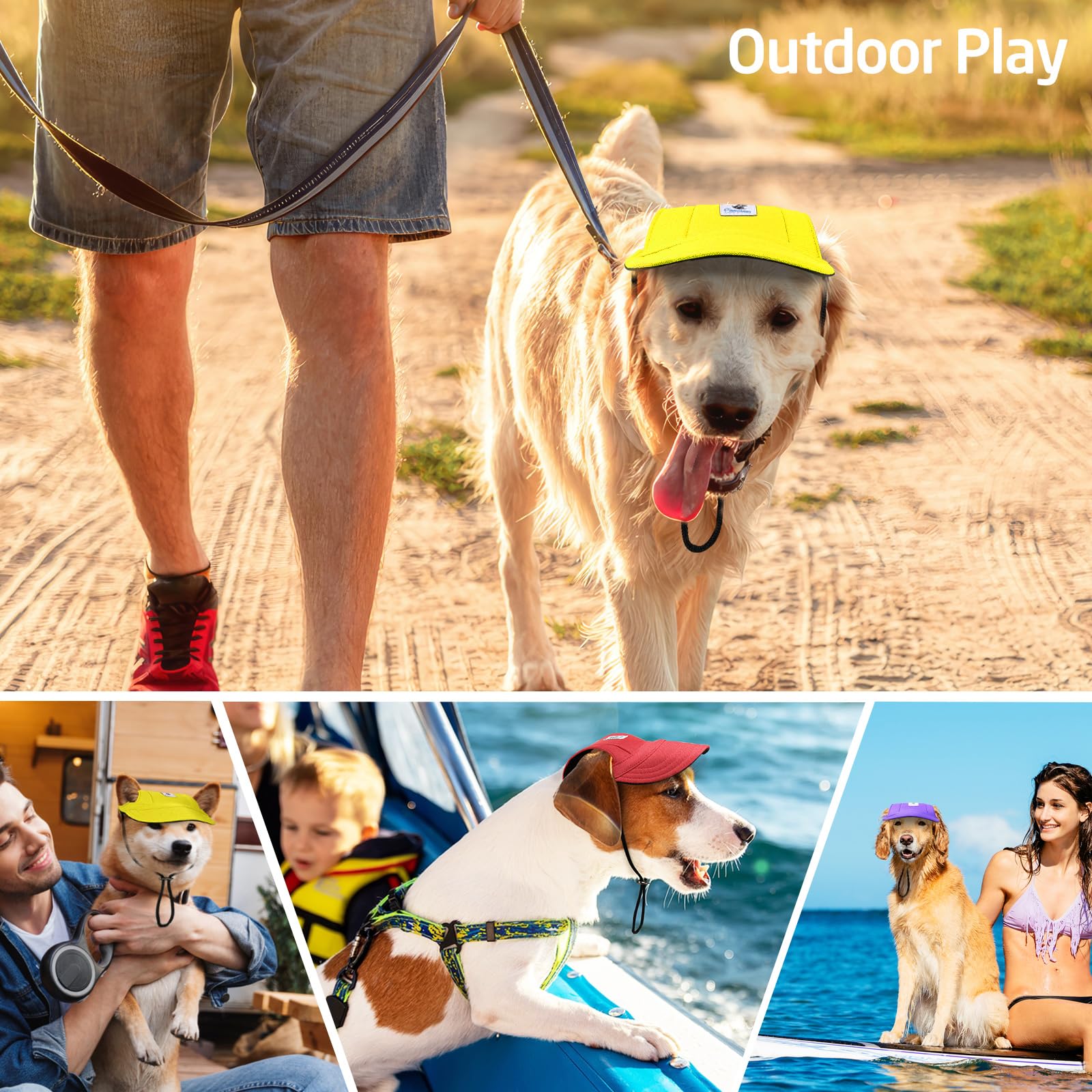 Pawaboo Dog Baseball Cap, Outdoor Pet Sport Sun Protection Baseball Cap Hat, Adjustable Travel Sport Hat Visor Sunbonnet Outfit