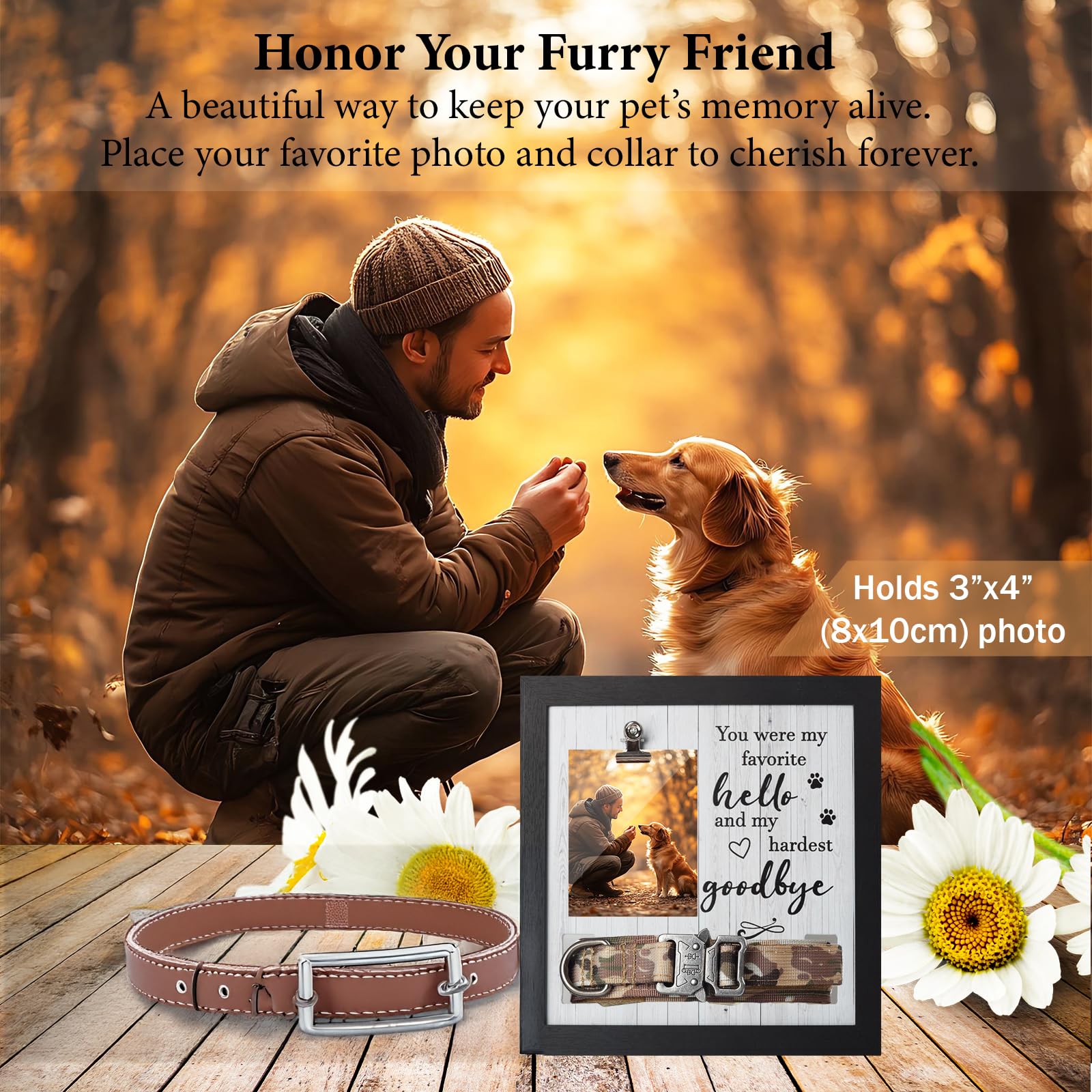 X-Partner Pet Memorial Frame With Collar Holder - Dog And Cat Loss Remembrance Gift - You Were My Favorite Hello And Hardest Goo