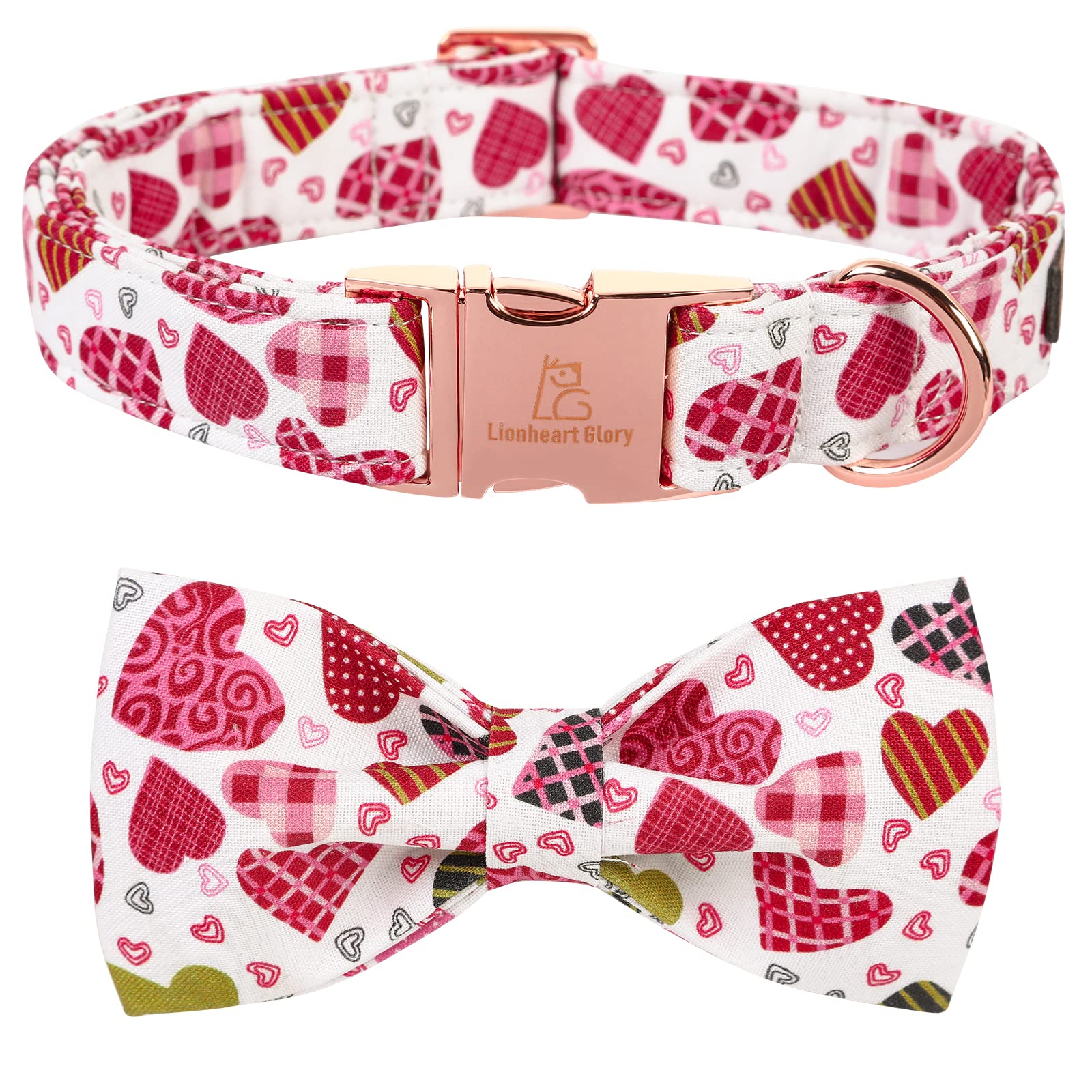 Lionheart Glory Heart Dog Collar, Adjustable Dog Collar With Bowtie, Pet Gift Collar For Dog Soft Bowtie Dog Collars For Large D