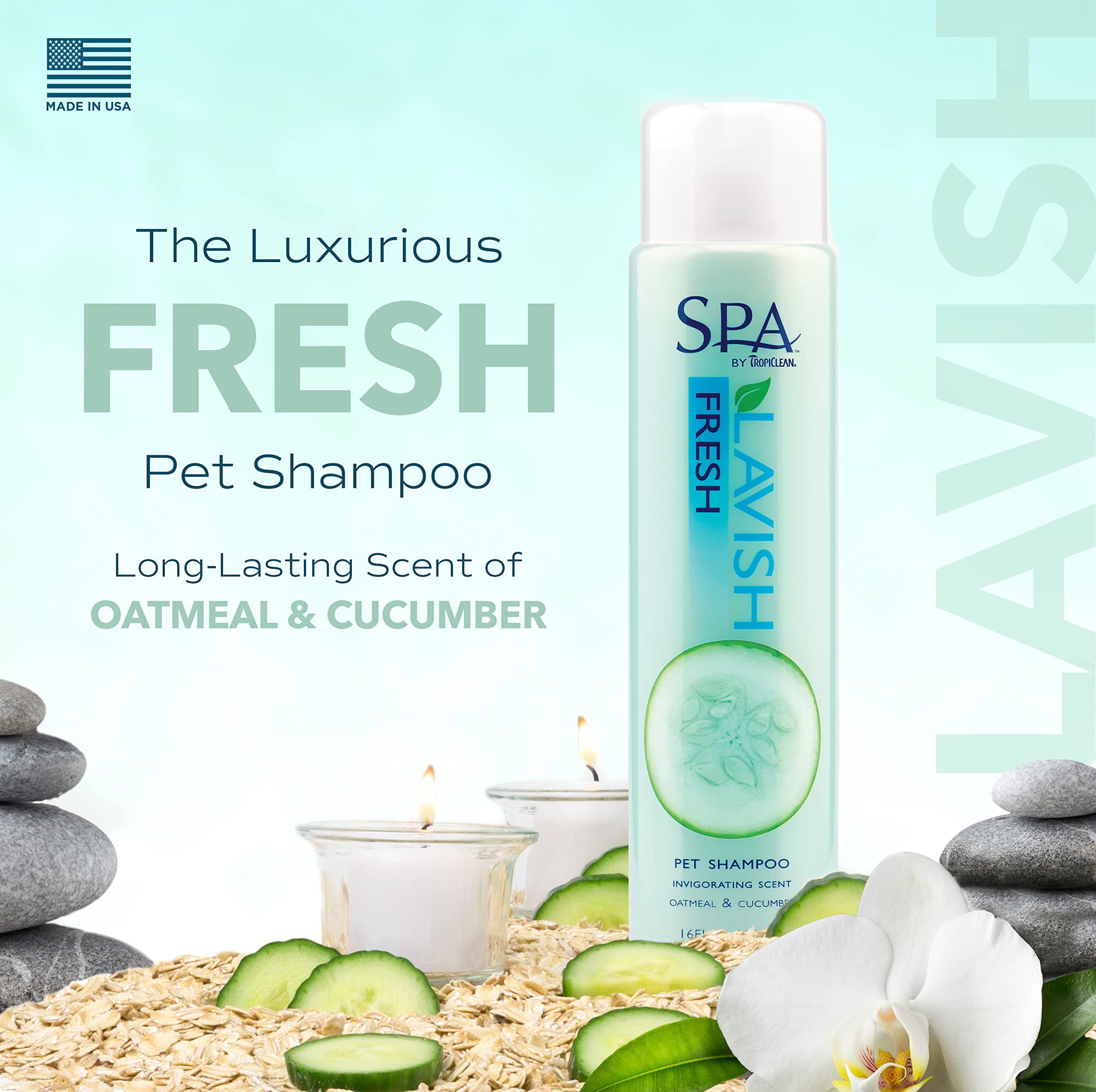 Tropiclean Spa Lavish Dog Shampoo | Fresh Scented Deodorizing Dog Shampoo | Naturally Derived Salon Grade Ingredients | Made In