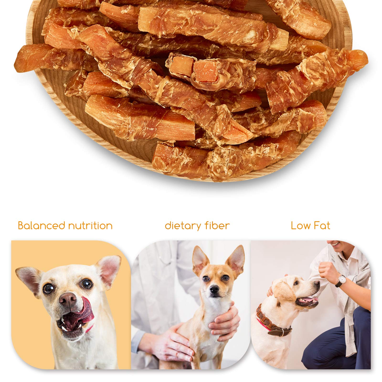 Jungle Calling Dog Treats, Skinless Chicken Wrapped Sweet Potato, Gluten and Grain Free, Chewy Dog Bites for Balanced Nutrition,
