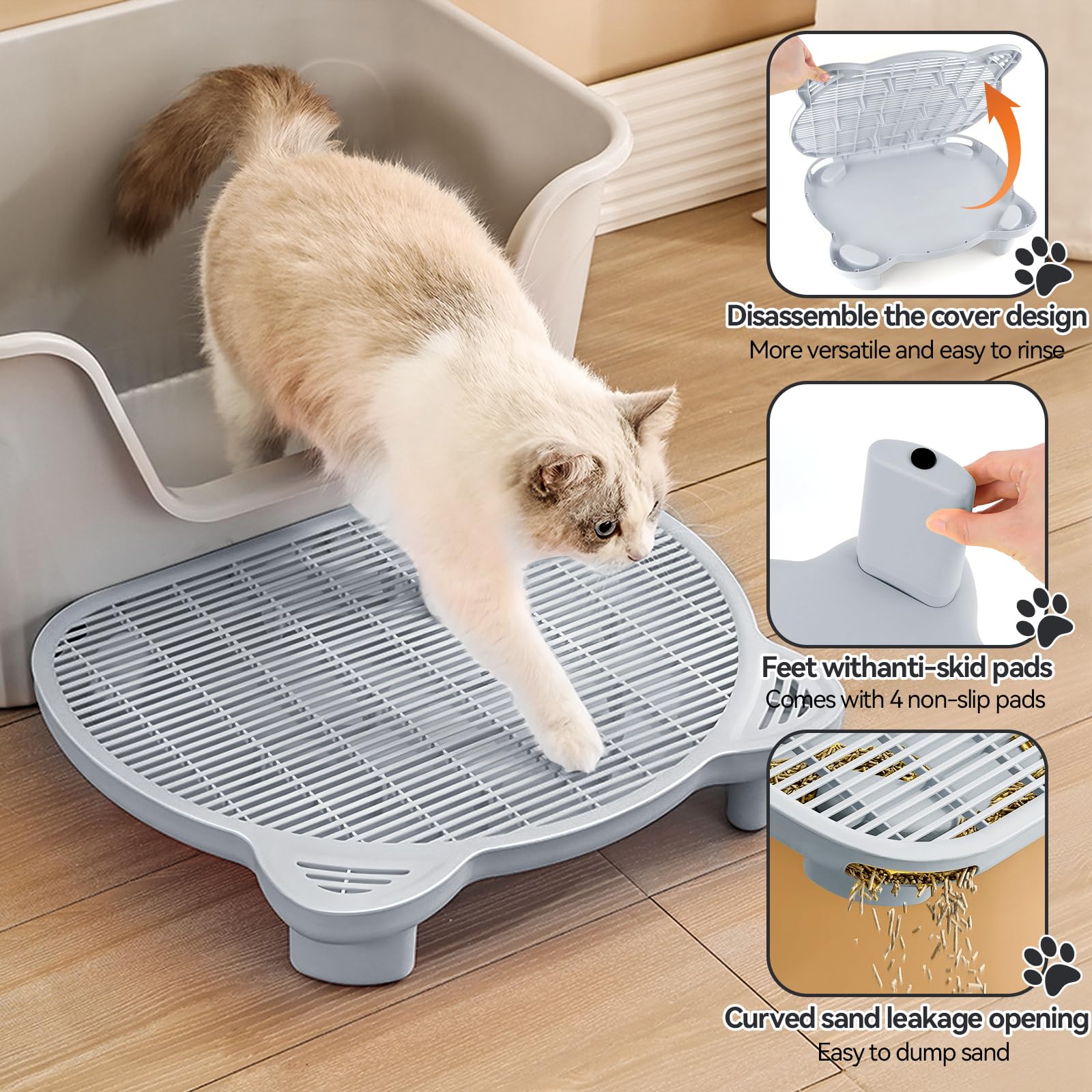 Bartuke Adjustable Cat Ramp Litter Box Step Double Layer With Filter Function, Elevated Litter Box Ramp For Senior Cats Easy Cle