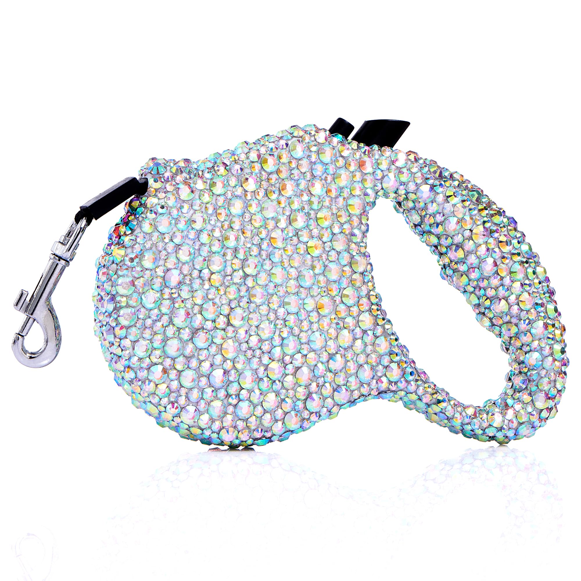 Sparkling Retractable Dog Leash,Rhinestone Pet Walking Leash For Small Medium Dog Cat,Bling Small Puppy Leash,Durable 16 Ft Stro
