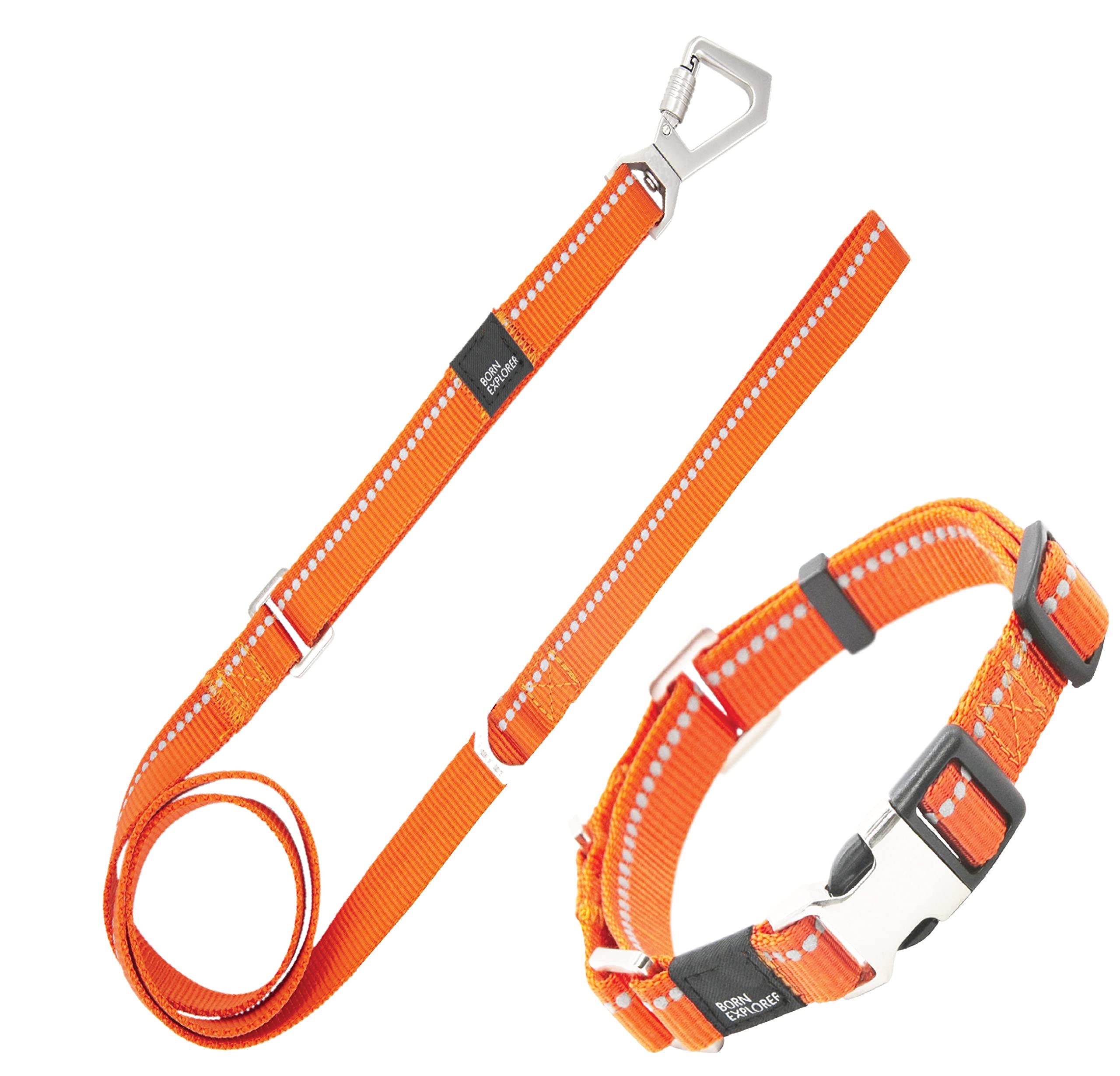 Pet Life Advent Outdoor Series Reflective Training Dog Leash And Collar, Md, Orange