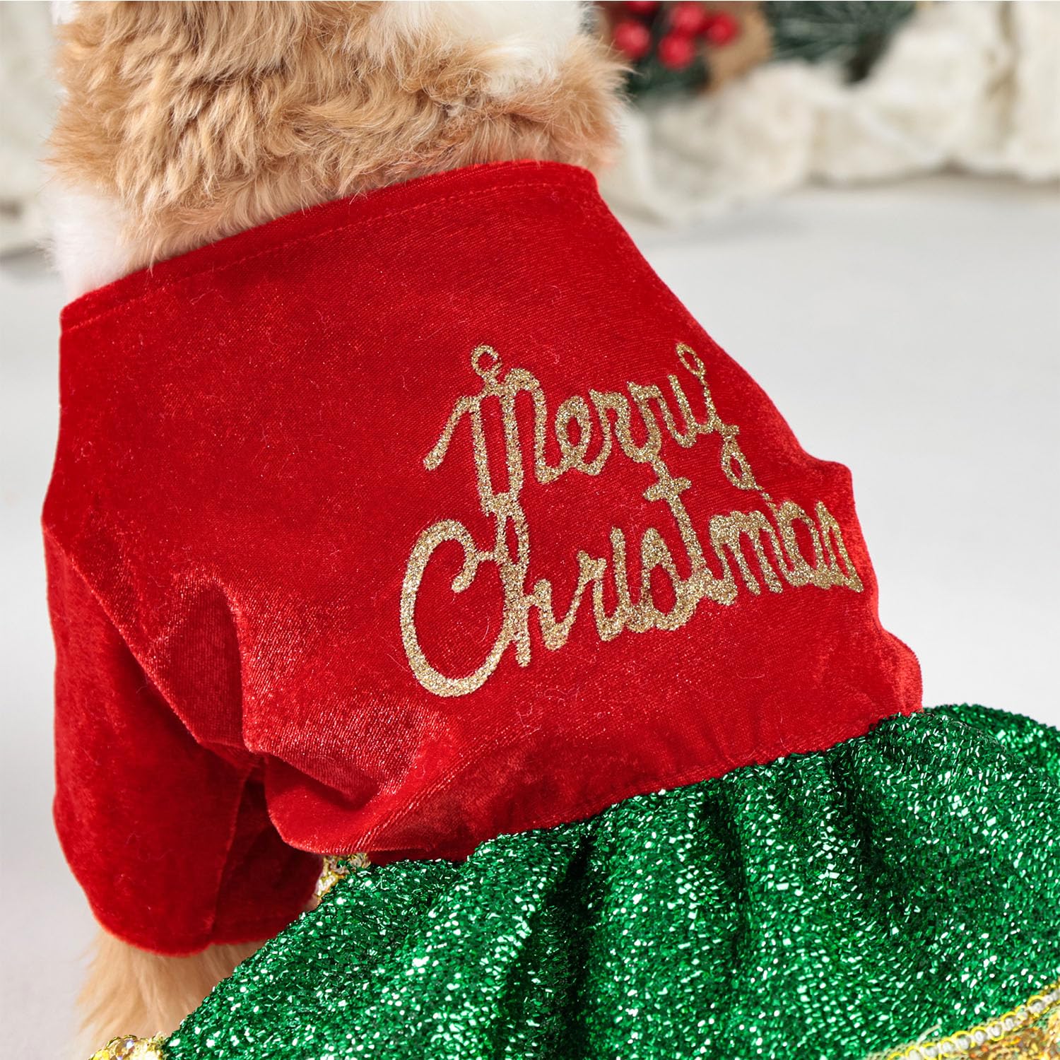 Muyaopet Merry Christmas Dog Dress Costume,Sparkly Pet Holiday Tulle Dress,Pet Winter Clothes For Small Dogs Girl,Cat Apparel(Me