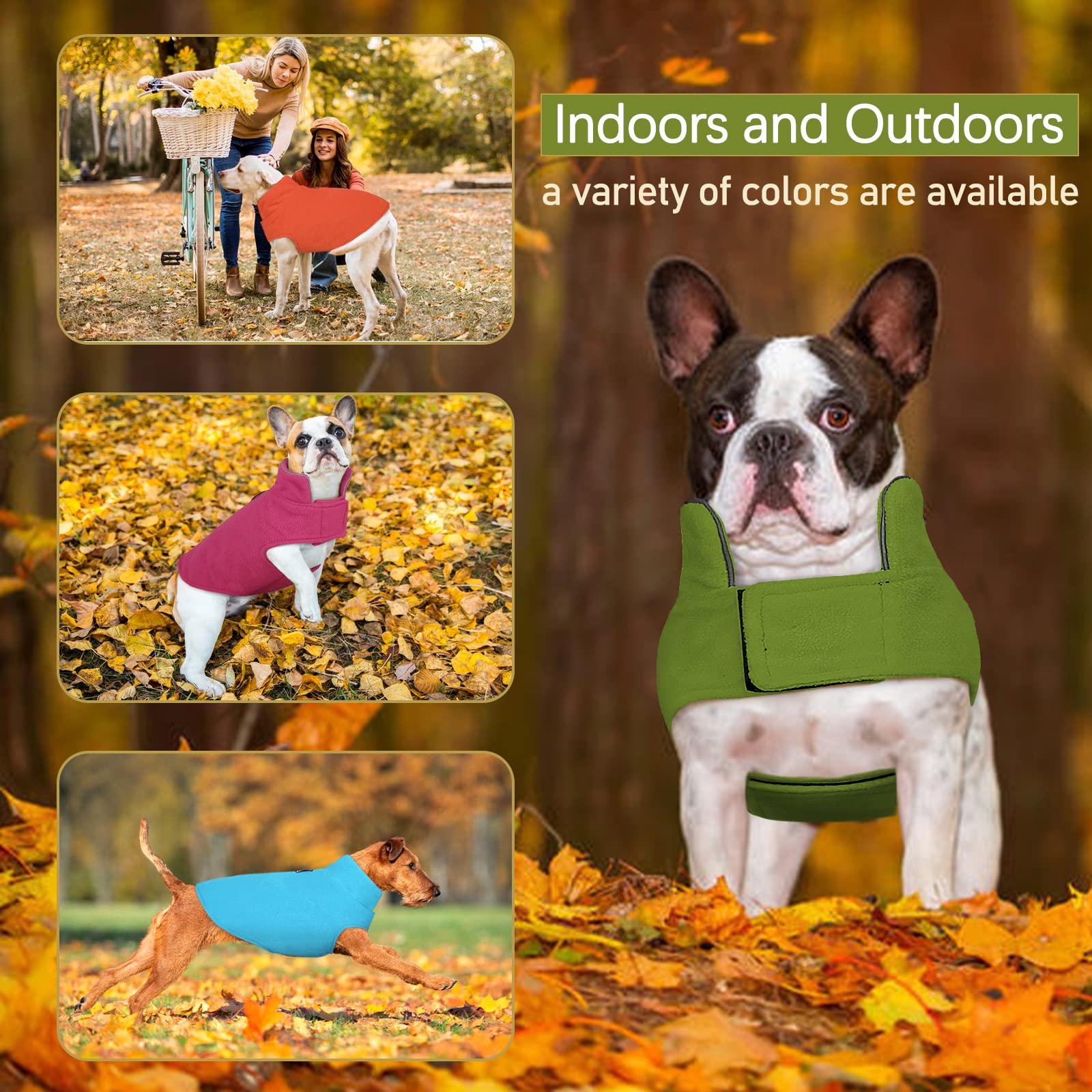 DENTRUN Windproof Winter Warm Fleece Large Dog Coat Reversible Puppy Jacket Reflective Soft Pet Vest, Cold Weather Dog Sweater A