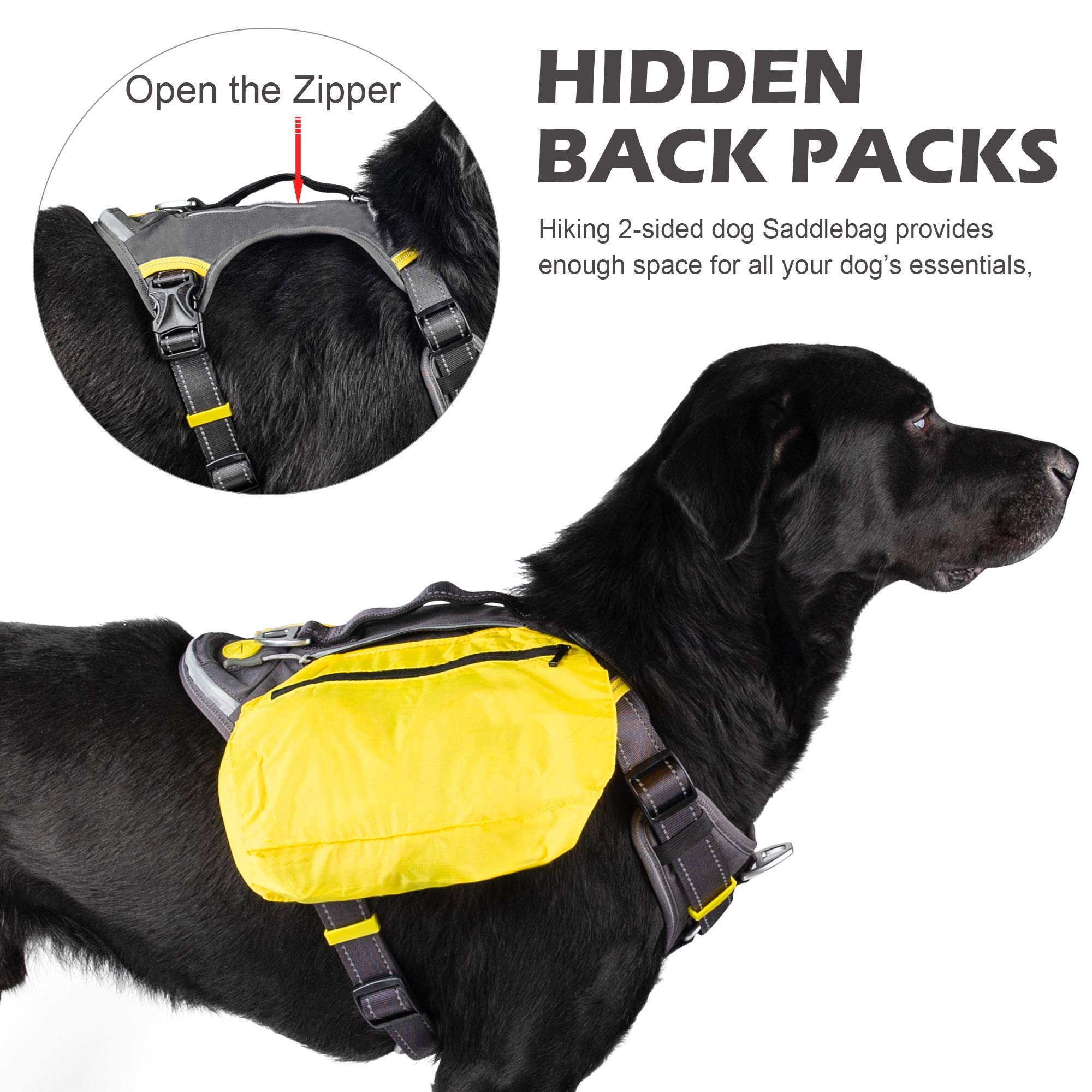 Fida Dog Harness, Multi-Functional No-Pull Pet Vest Harness with Saddle Bags Backpack, Front Leash Clip, Adjustable Soft Padded