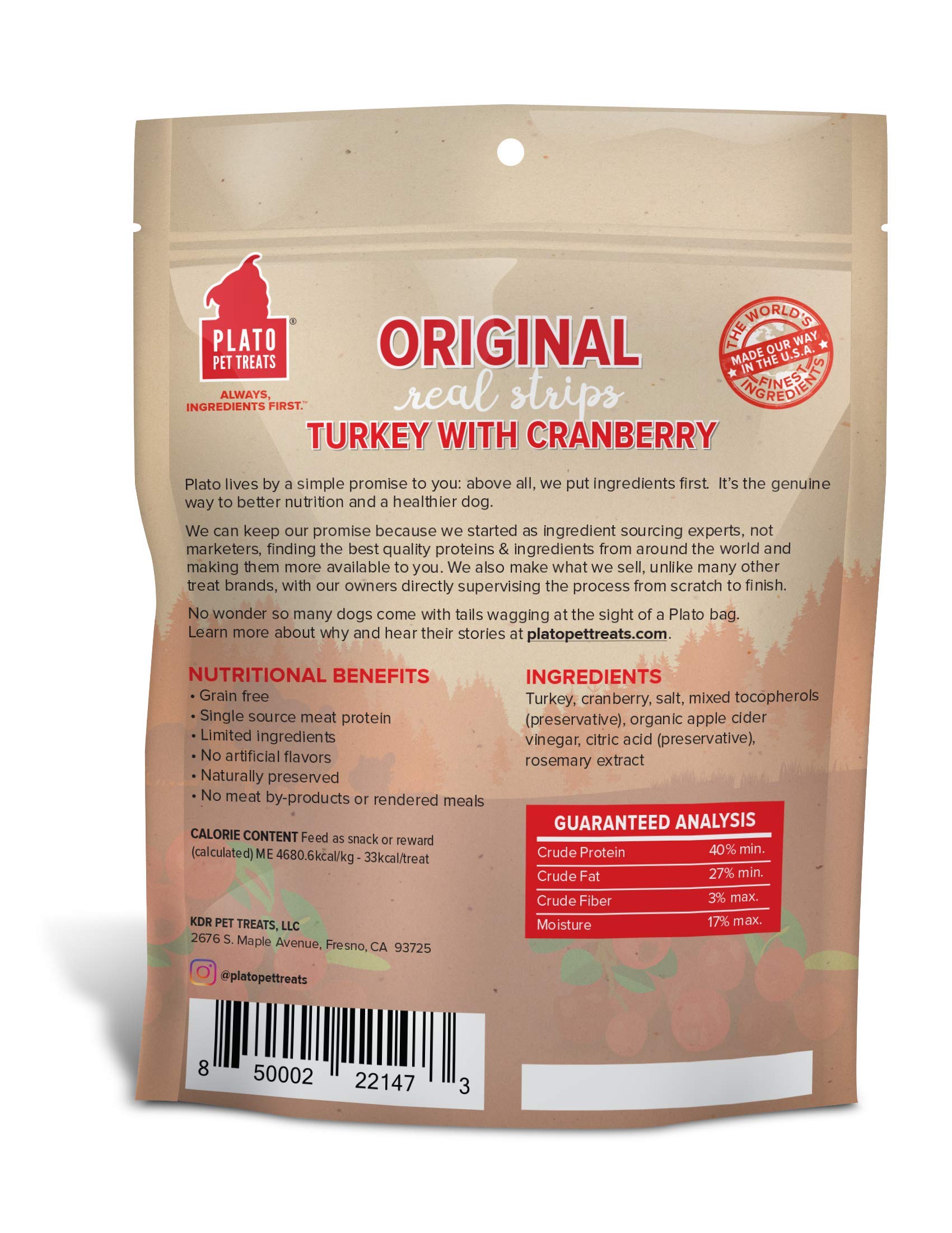 Plato Original Real Strips Turkey & Cranberry 6oz