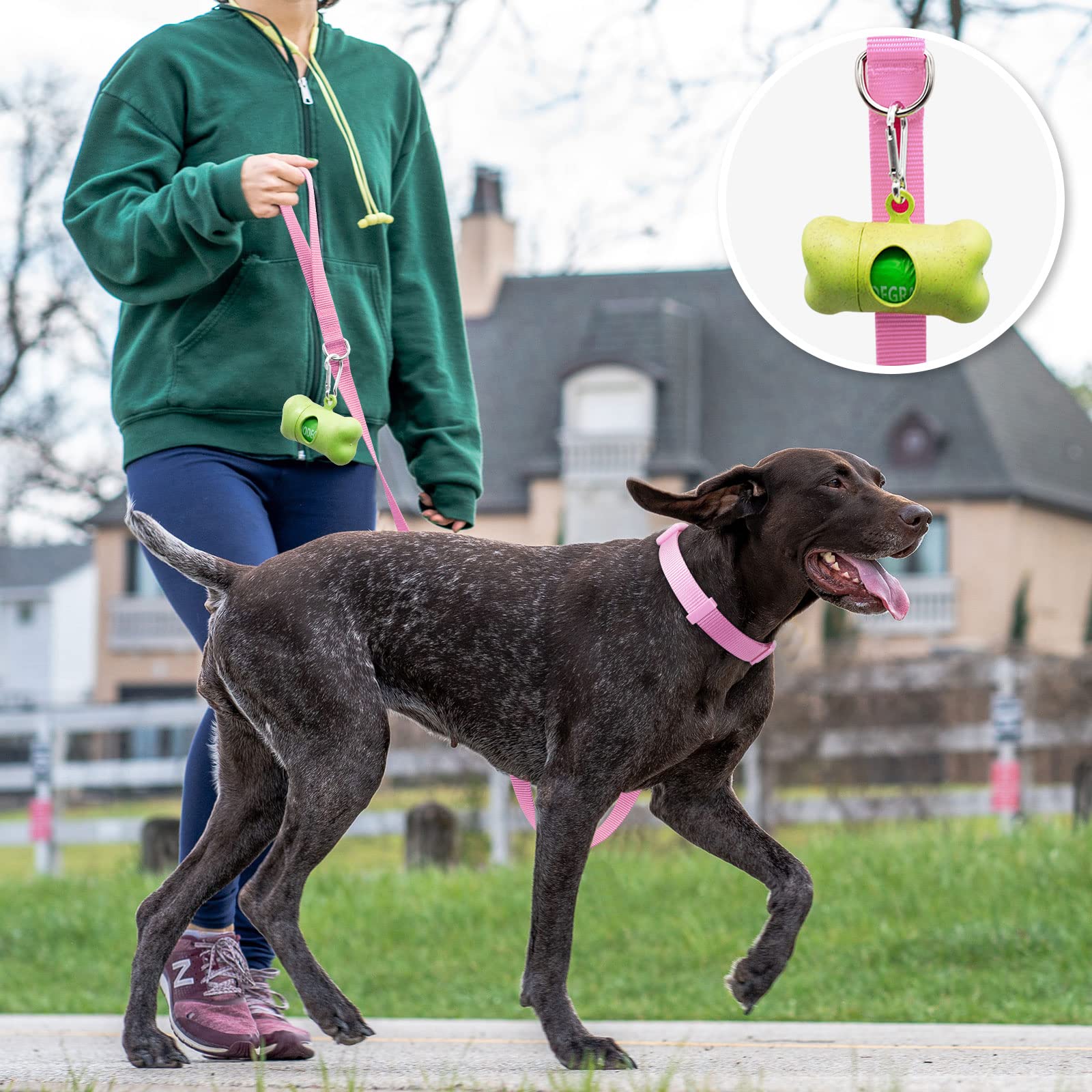 Azuza Nylon Dog Collar And Leash Set, Strong & Durable Basic Style Leash With Easy To Use Collar Hook, Available In Multiple Lengths For Puppy And Small Dogs, Pink,Xs